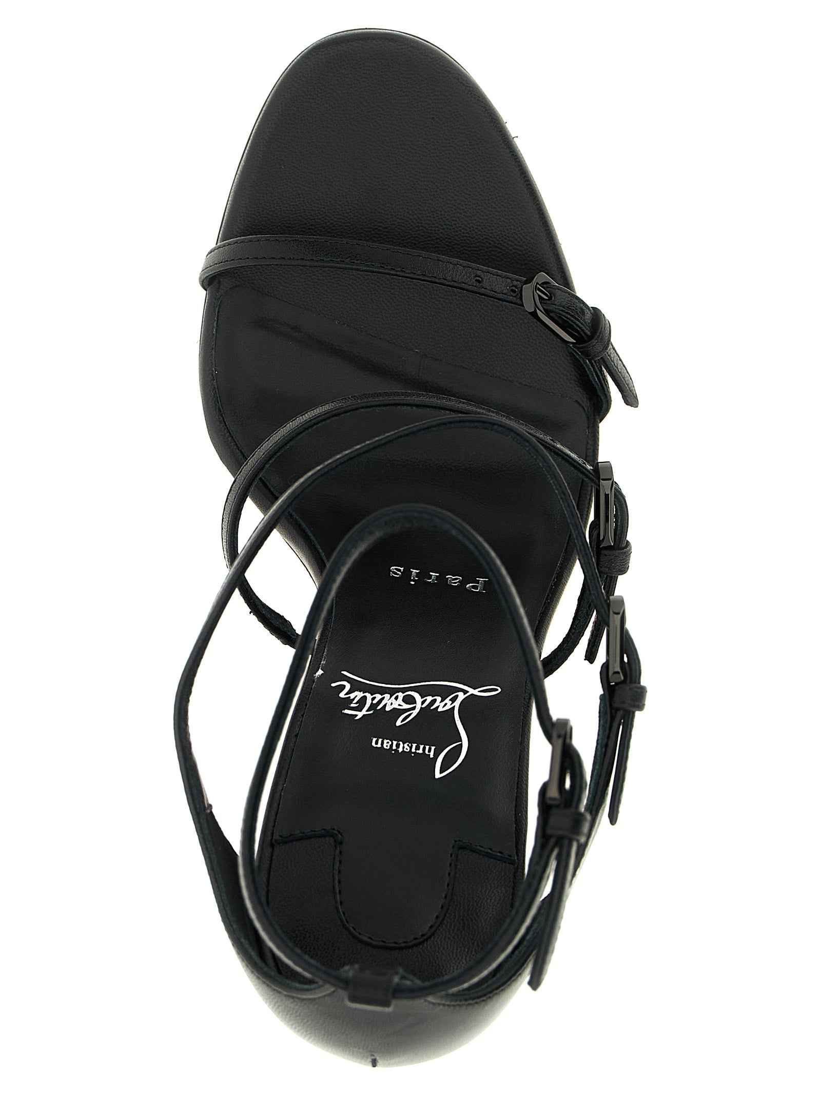 Christian Louboutin Black Goatskin Stiletto Heel Sandals