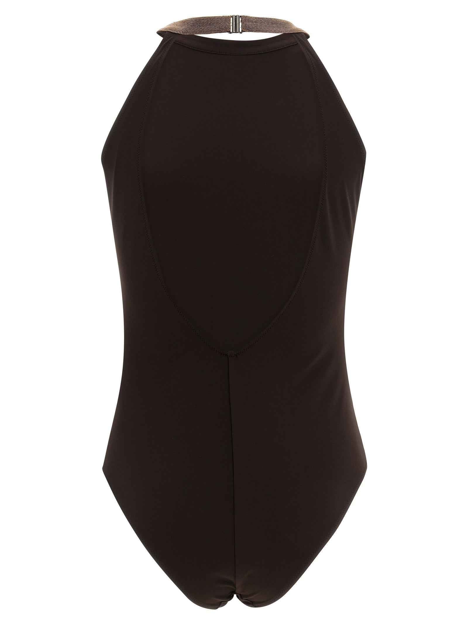 Brunello Cucinelli Brown Polyamide One-Piece Swimsuit