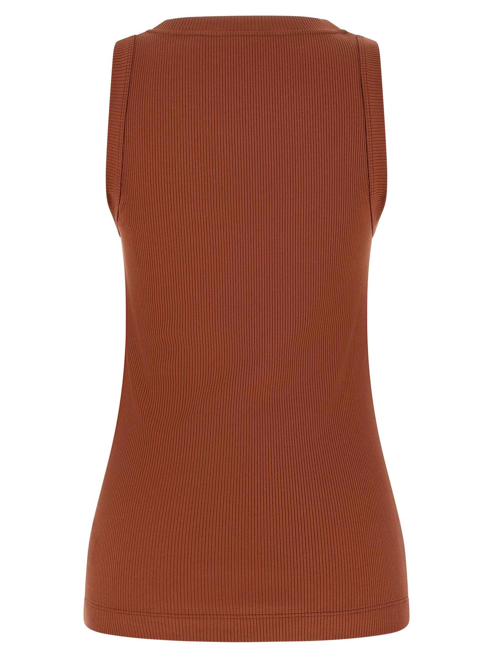 Brunello Cucinelli Brown Cotton Sleeveles T-Shirt