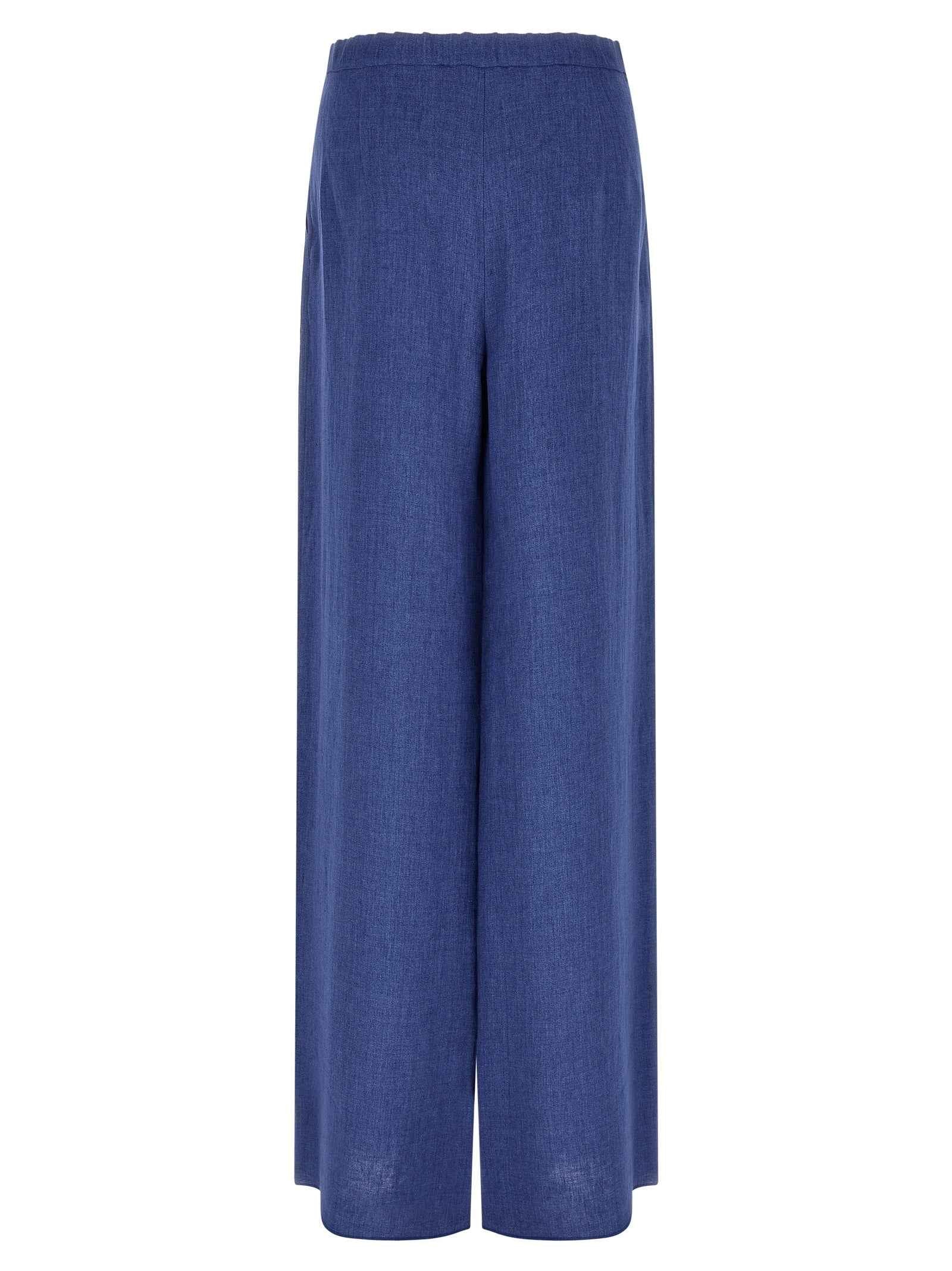 Max Mara Blue Linen Casual Pants