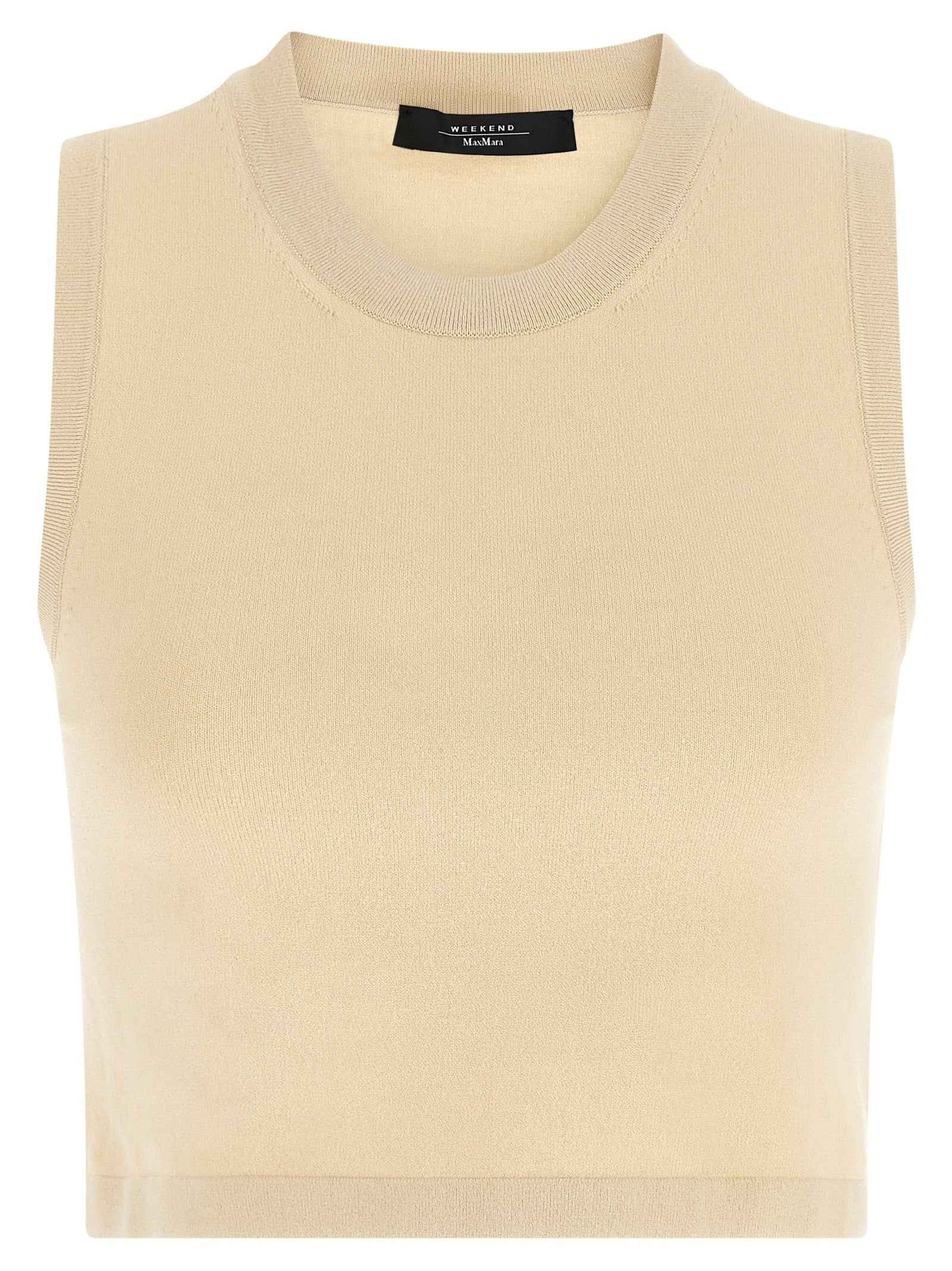 Max Mara Beige Viscose Sleeveles T-Shirt