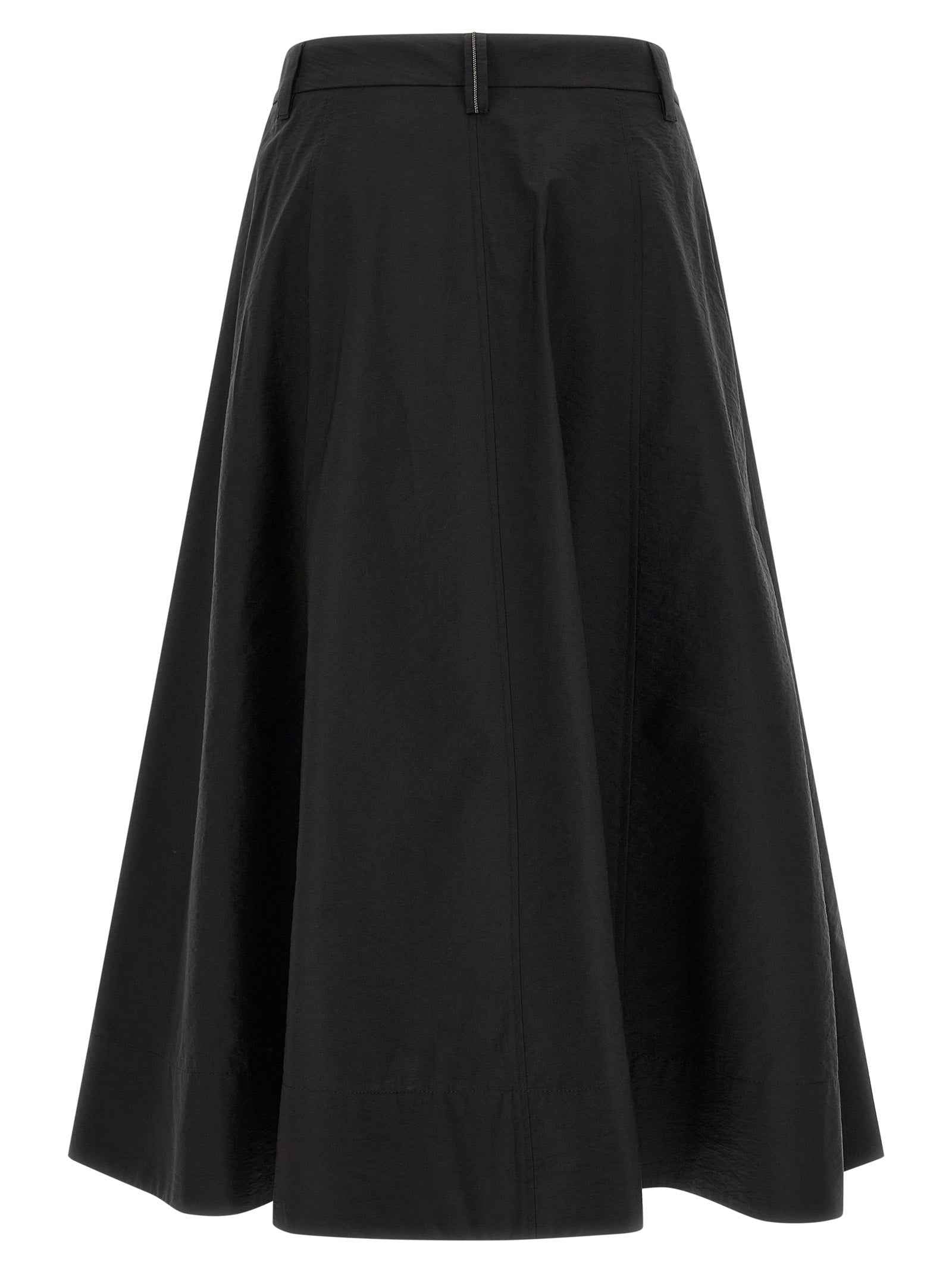 Brunello Cucinelli Black Cotton Midi Skirt