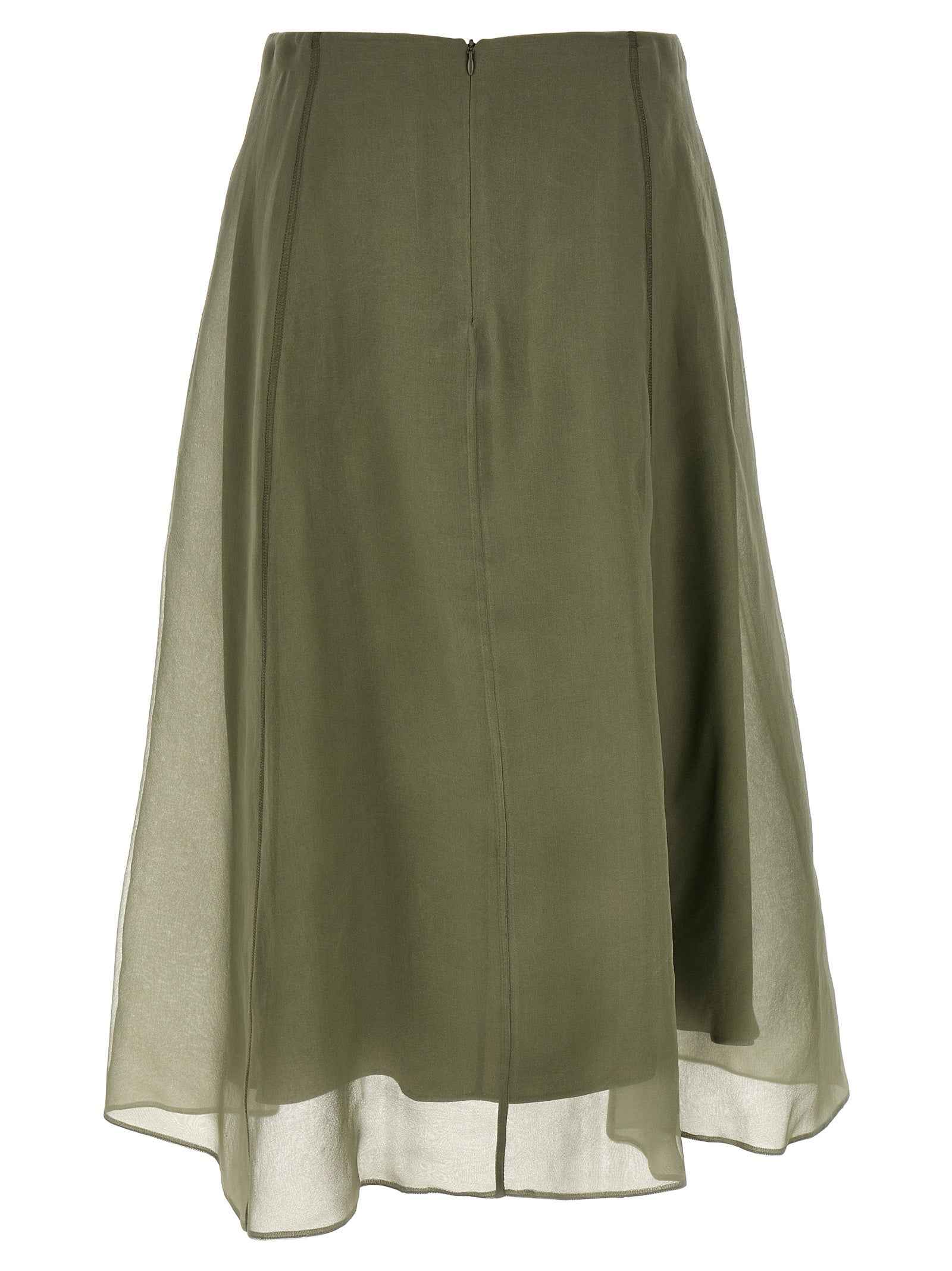 Brunello Cucinelli Bicolor Silk Midi Skirt