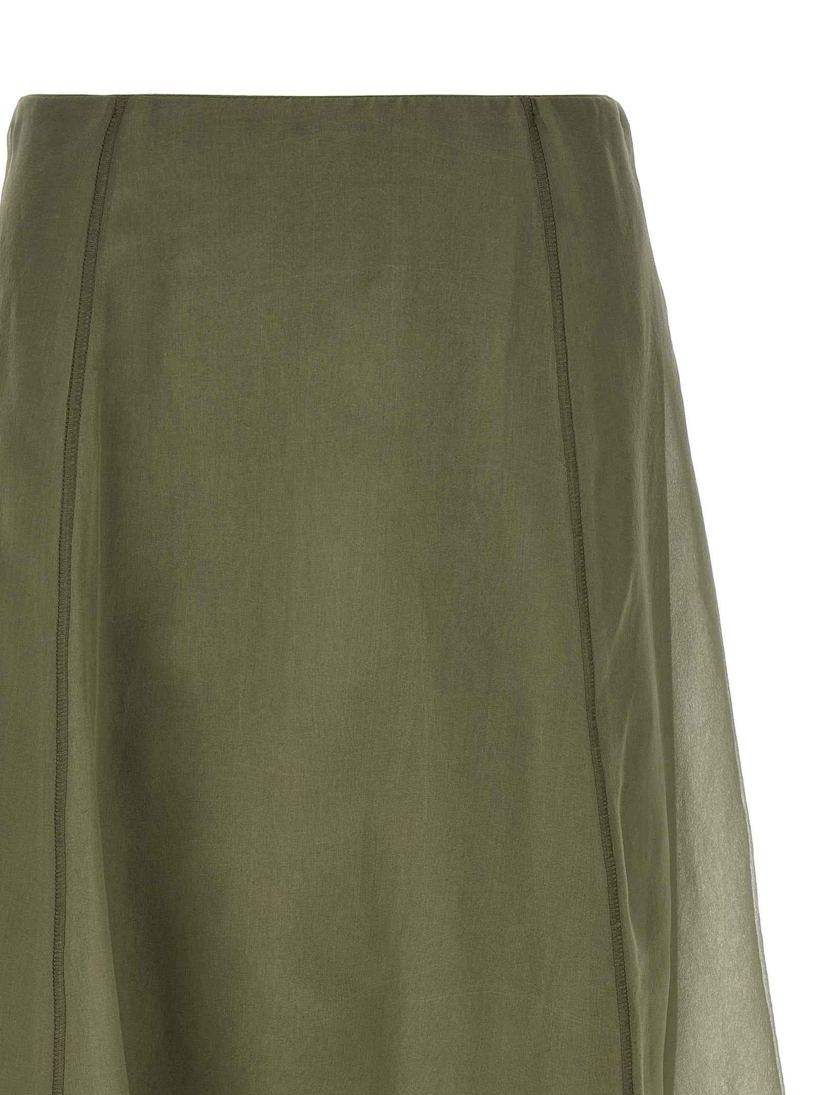 Brunello Cucinelli Bicolor Silk Midi Skirt