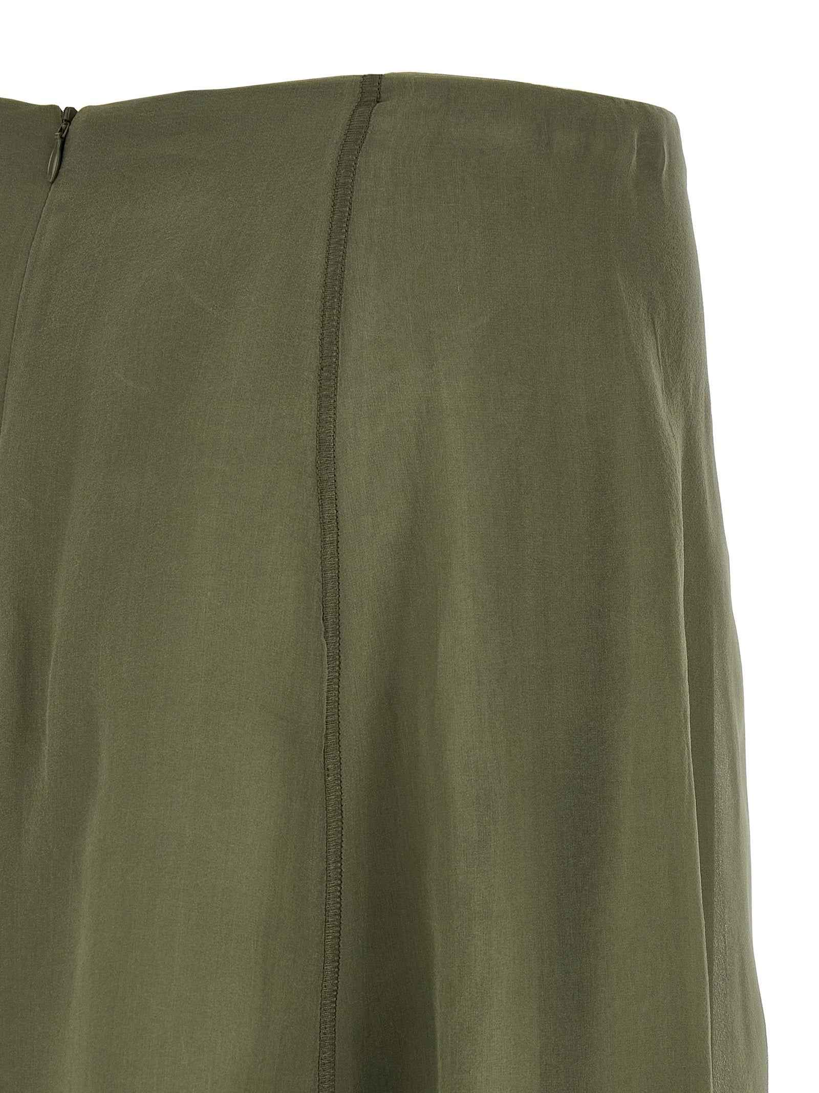 Brunello Cucinelli Bicolor Silk Midi Skirt