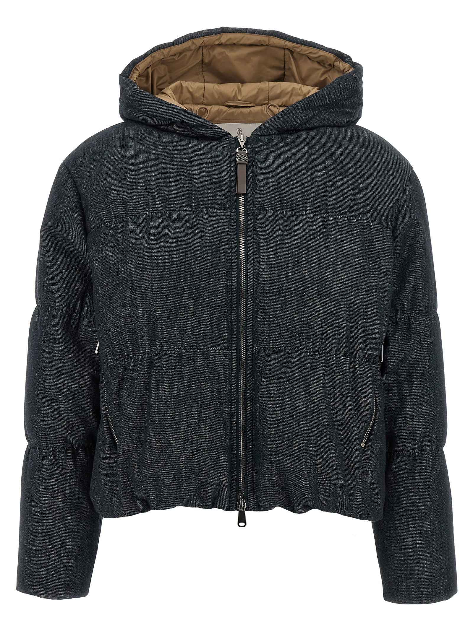 Brunello Cucinelli Blue Cotton Full-Length Jacket