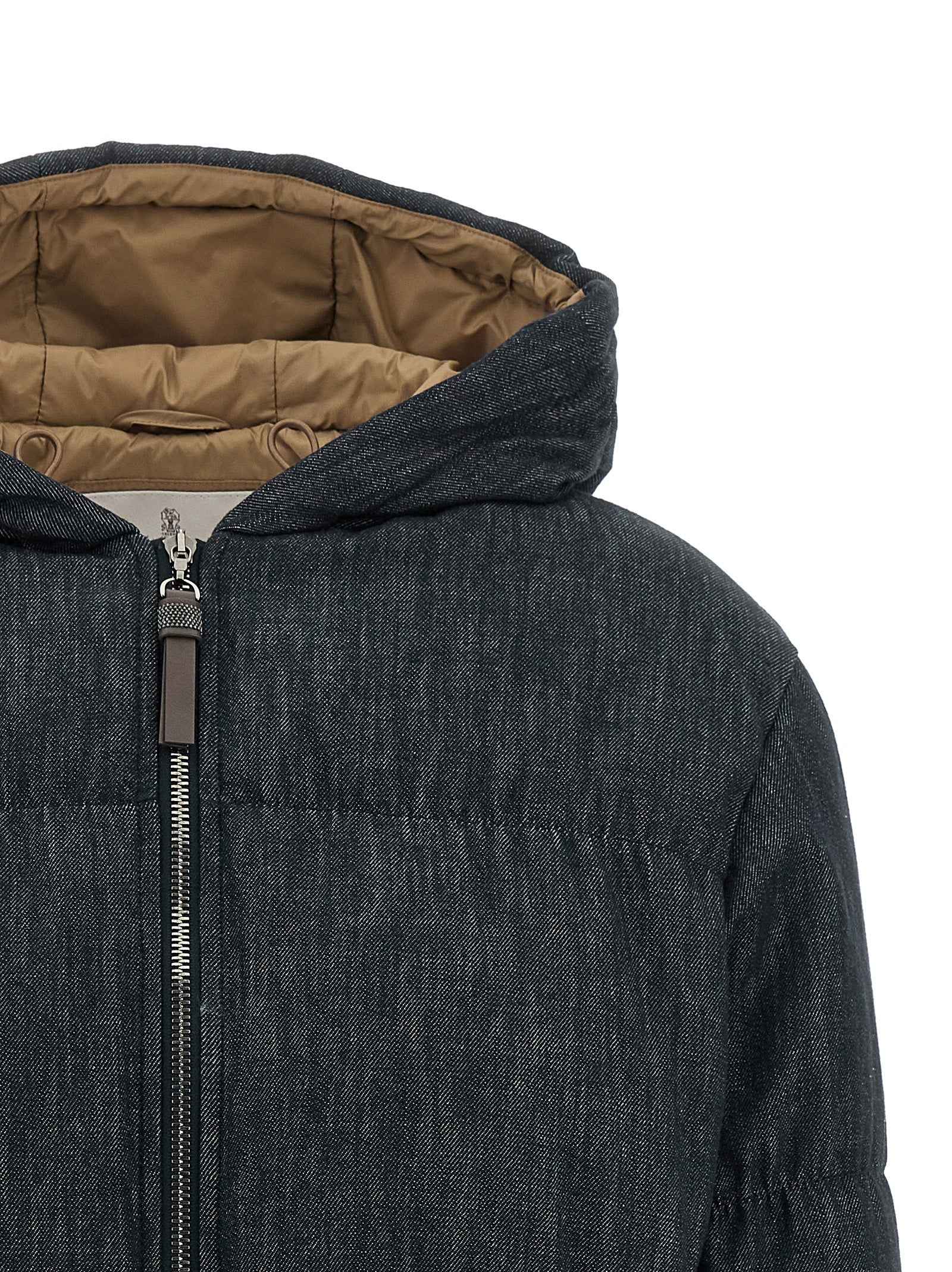 Brunello Cucinelli Blue Cotton Full-Length Jacket
