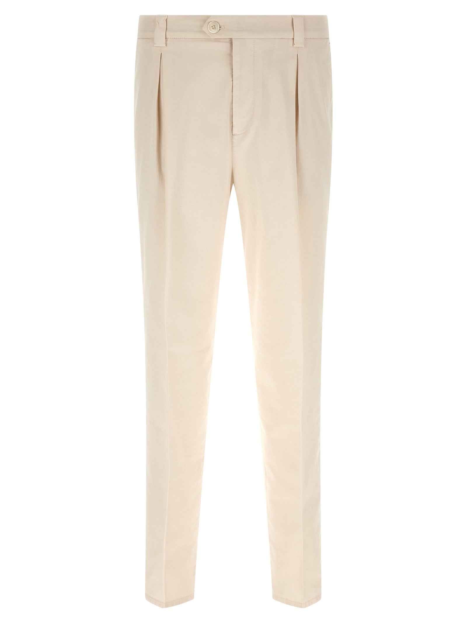 Brunello Cucinelli White Cotton Casual Pants