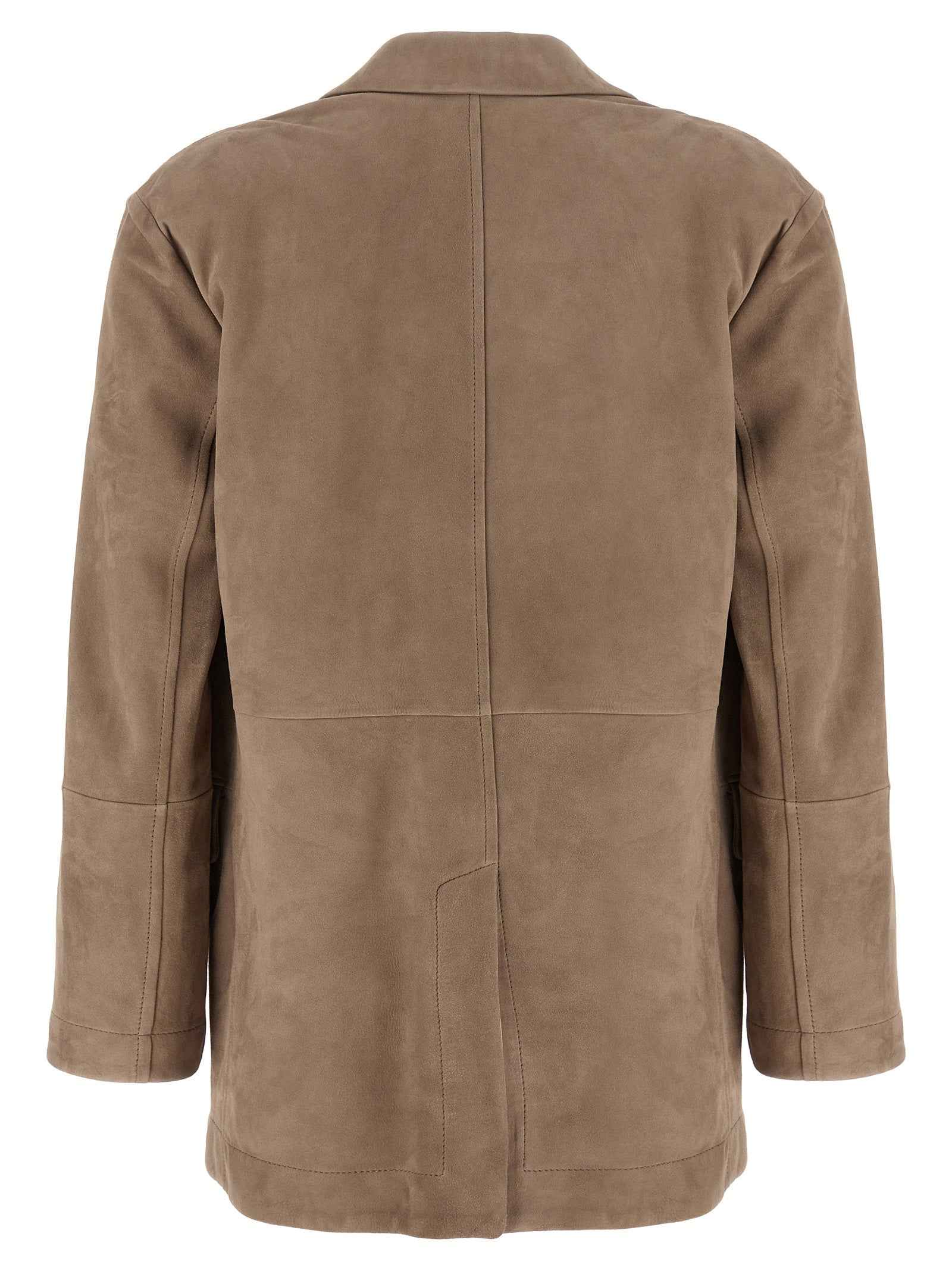 Brunello Cucinelli Beige Lamb Leather Blazer
