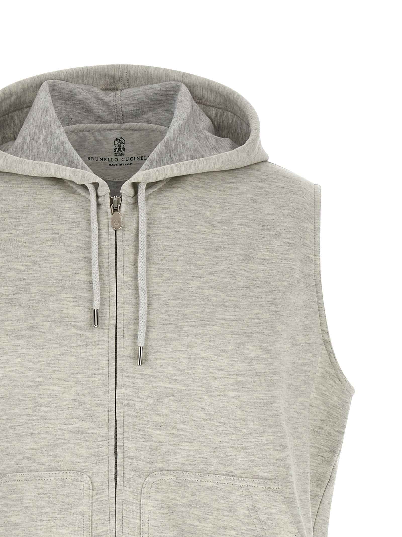 Brunello Cucinelli Gray Cotton Sleeveless Jacket
