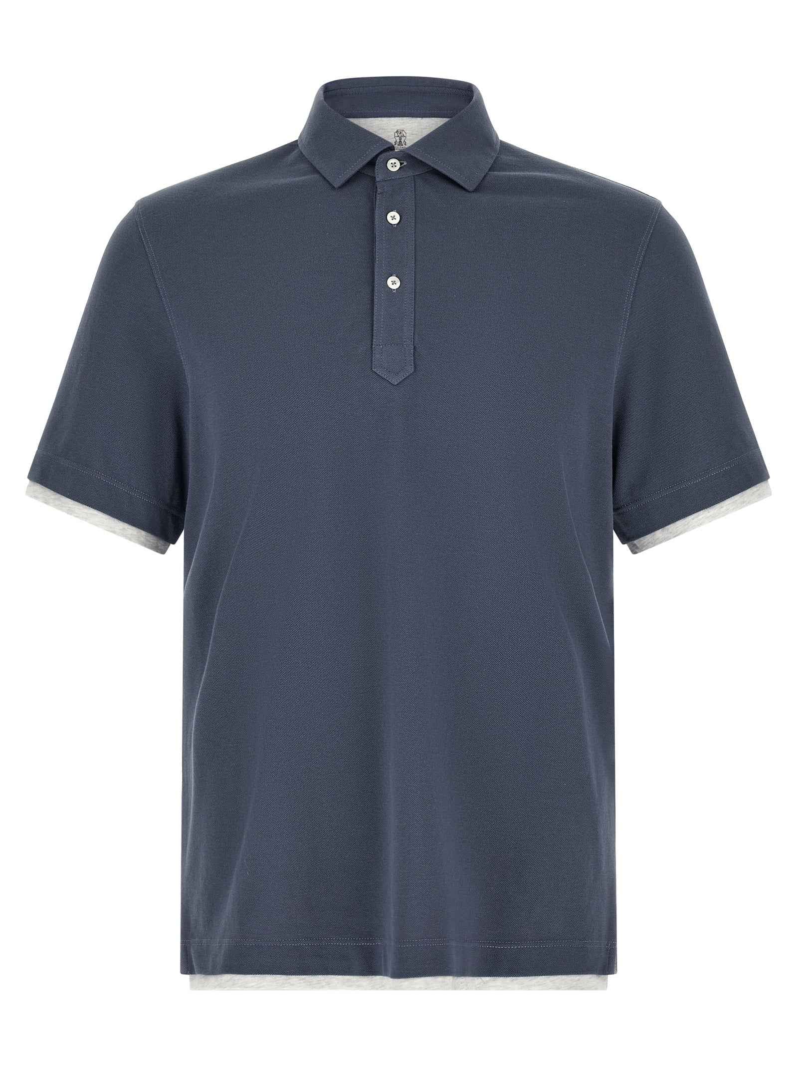 Brunello Cucinelli Blue Cotton Polo Shirt