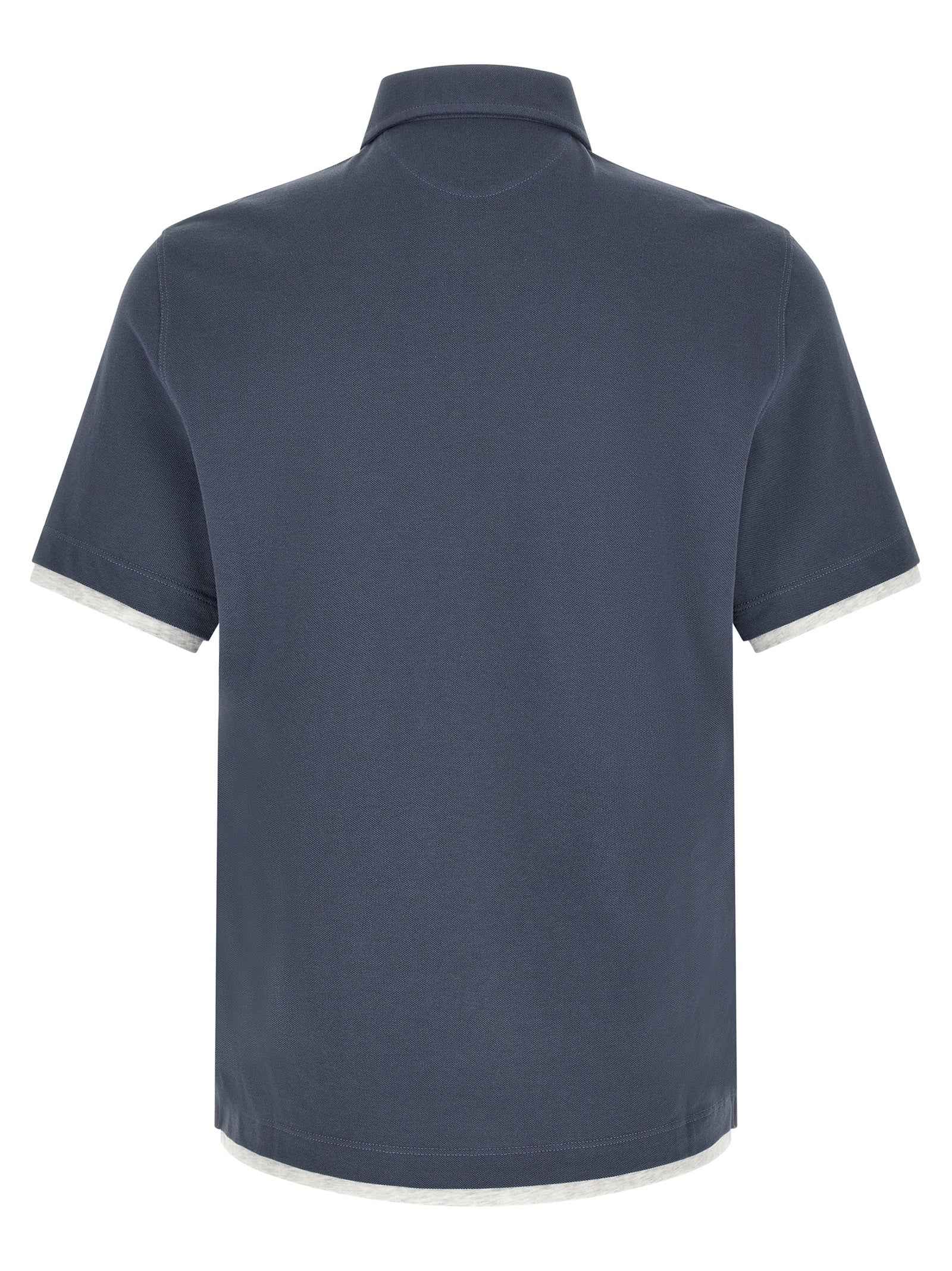 Brunello Cucinelli Blue Cotton Polo Shirt