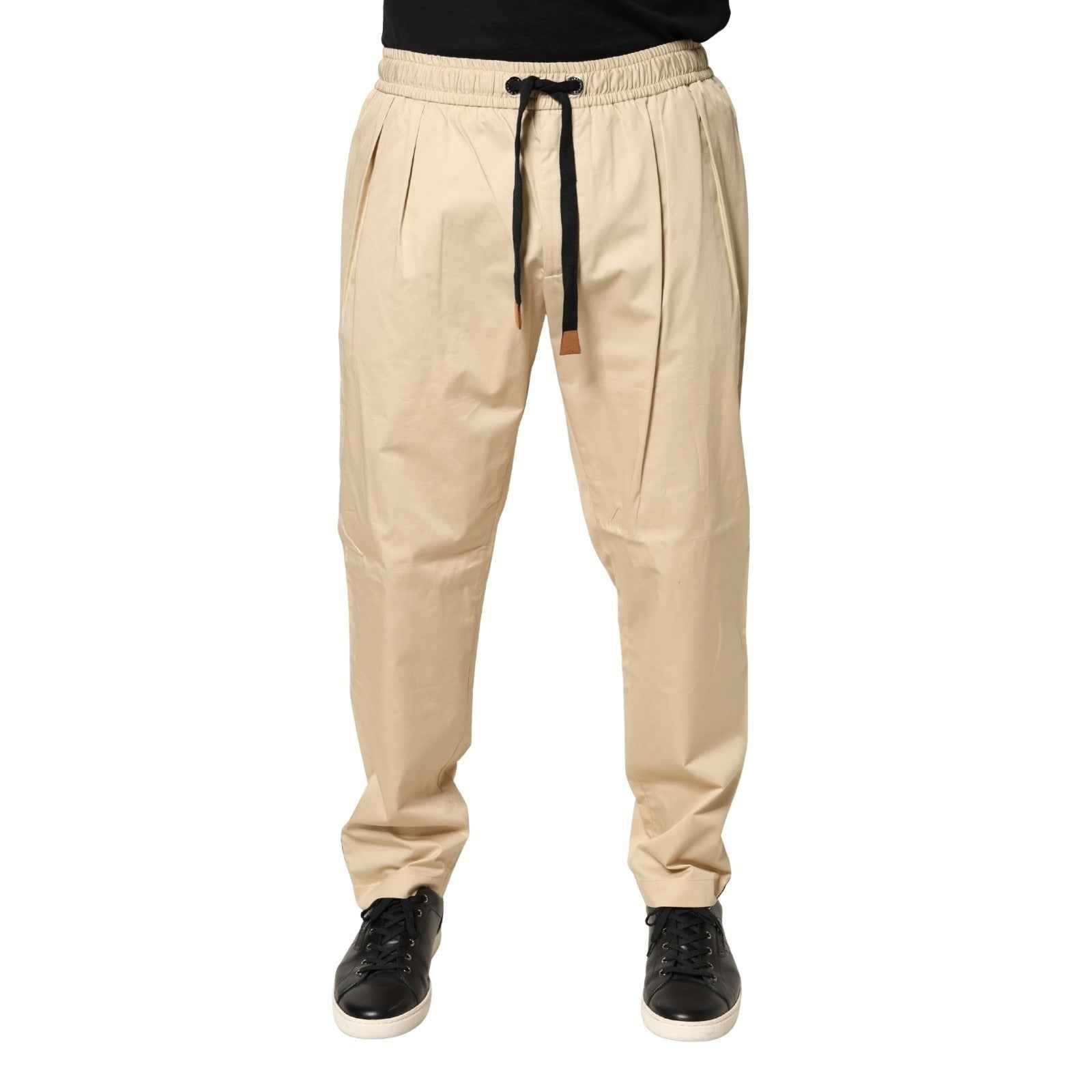 Dolce & Gabbana Beige Cotton Skinny Men Jogger Trouser Pants