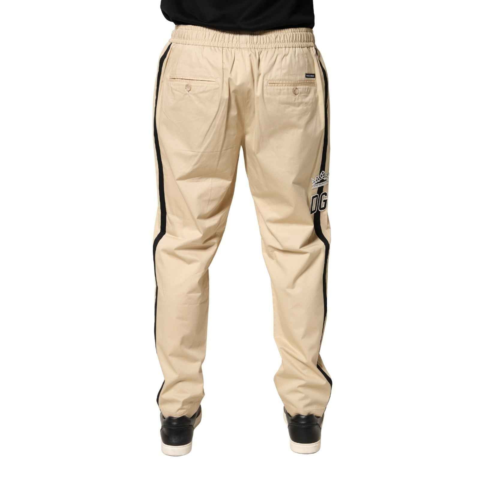 Dolce & Gabbana Beige Cotton Skinny Men Jogger Trouser Pants