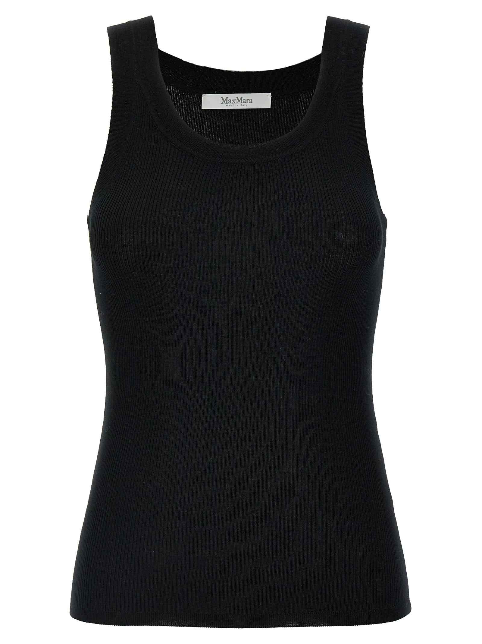 Max Mara Black Virgin Wool Sleeveles T-Shirt