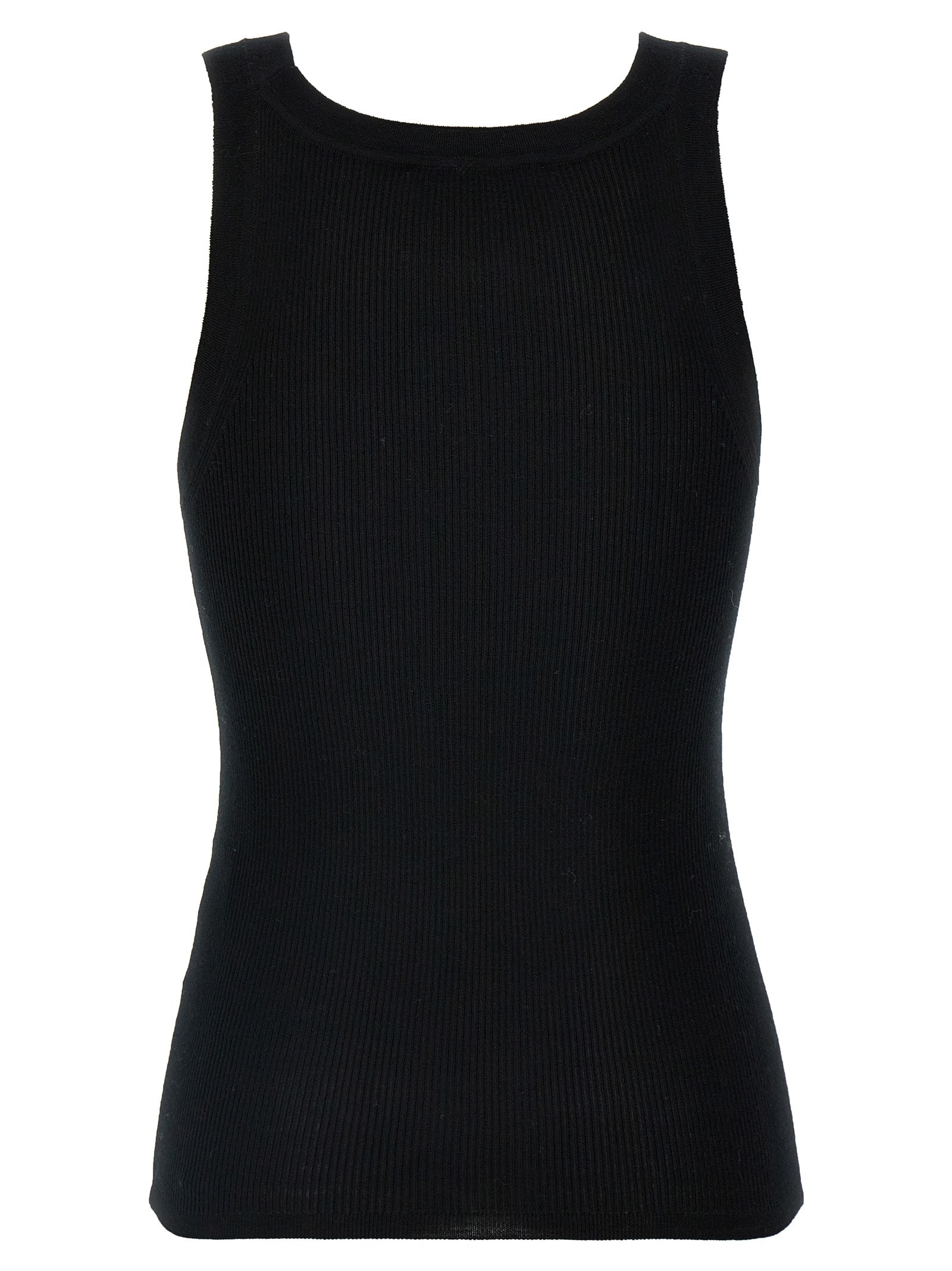 Max Mara Black Virgin Wool Sleeveles T-Shirt