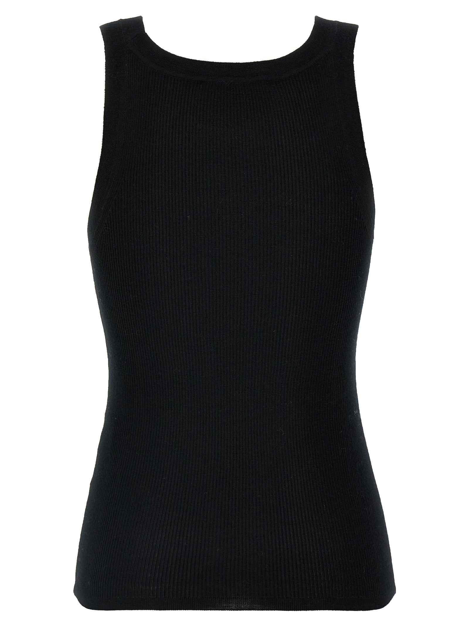 Max Mara Black Virgin Wool Sleeveles T-Shirt