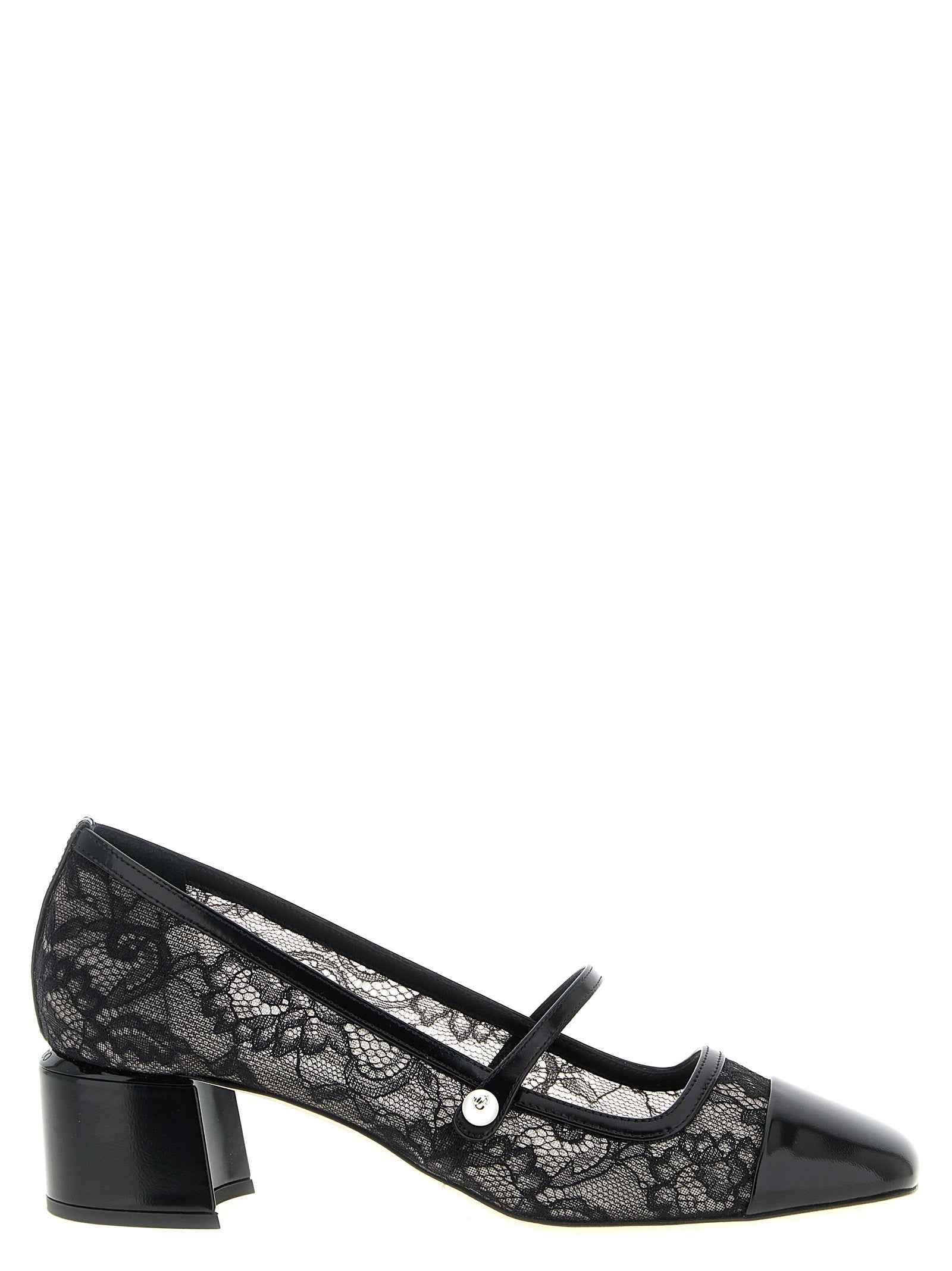 Jimmy Choo Black Tencel Mid Heel Pumps