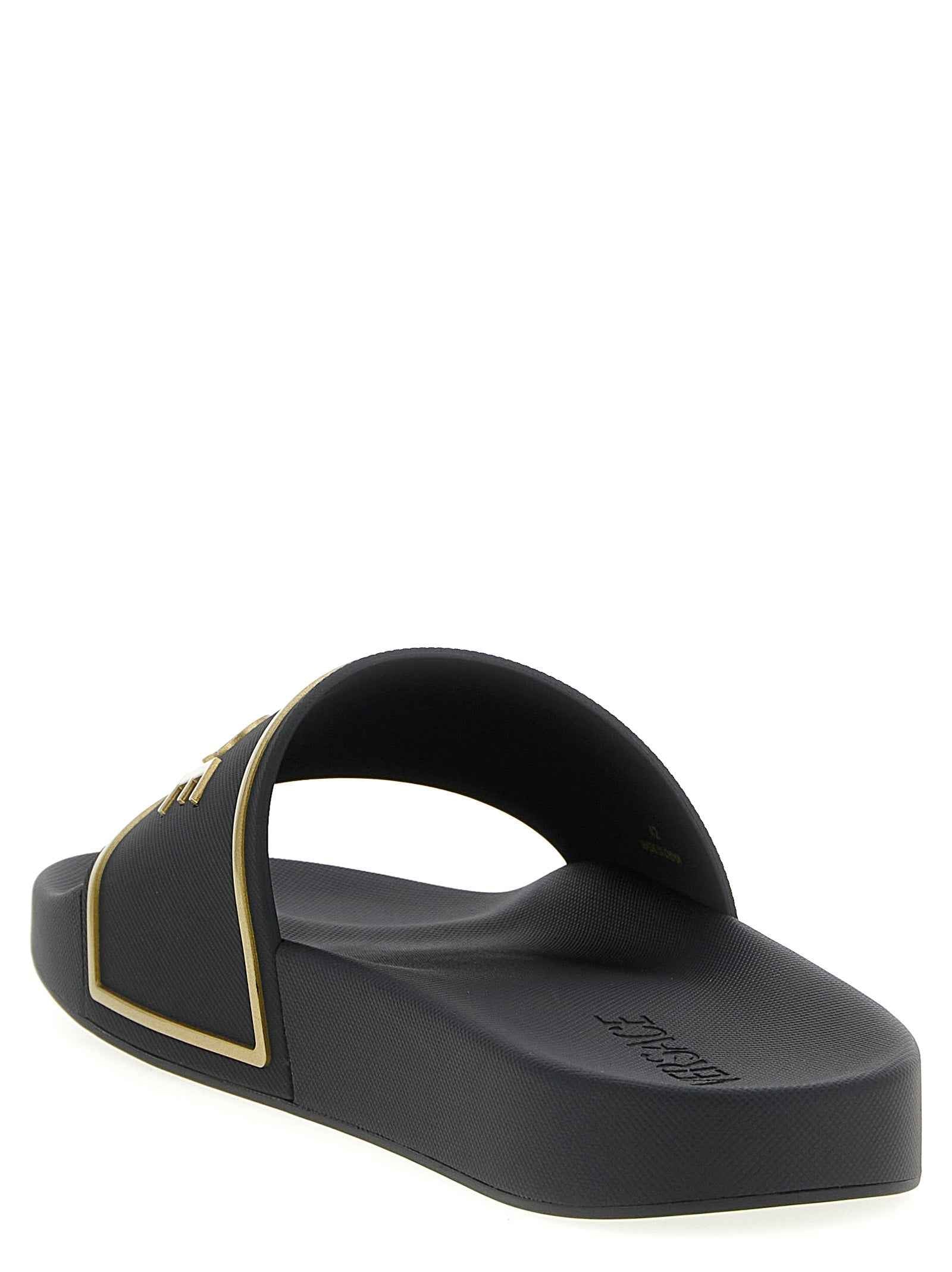 Versace Black Polyurethane Slides
