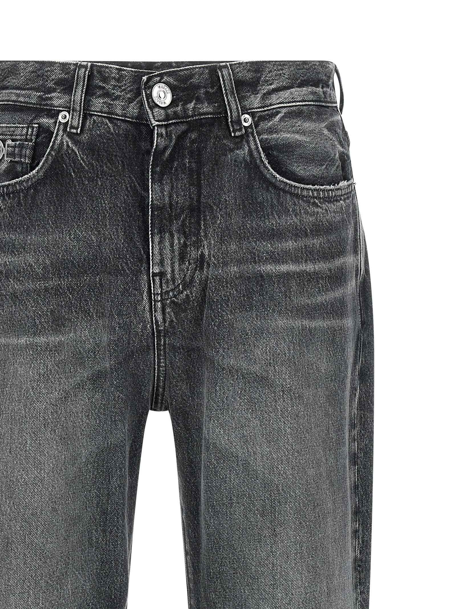 Versace Gray Cotton Straight-Leg Jeans