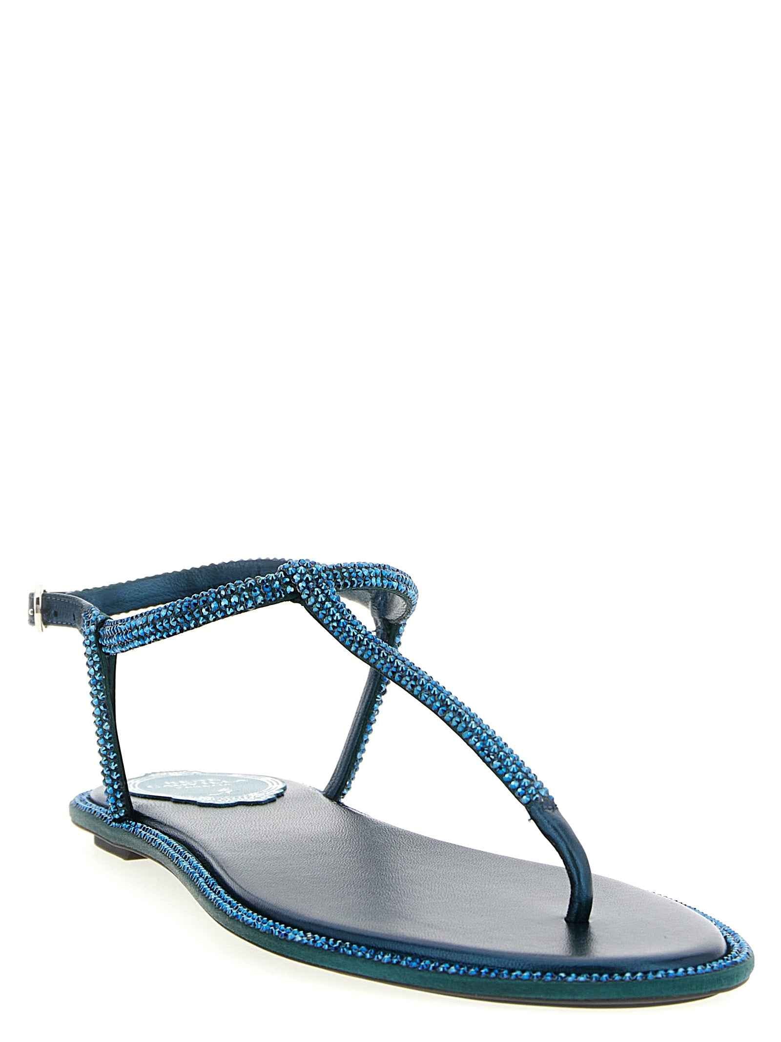 RENE CAOVILLA Bicolor Viscose Flat Sandals