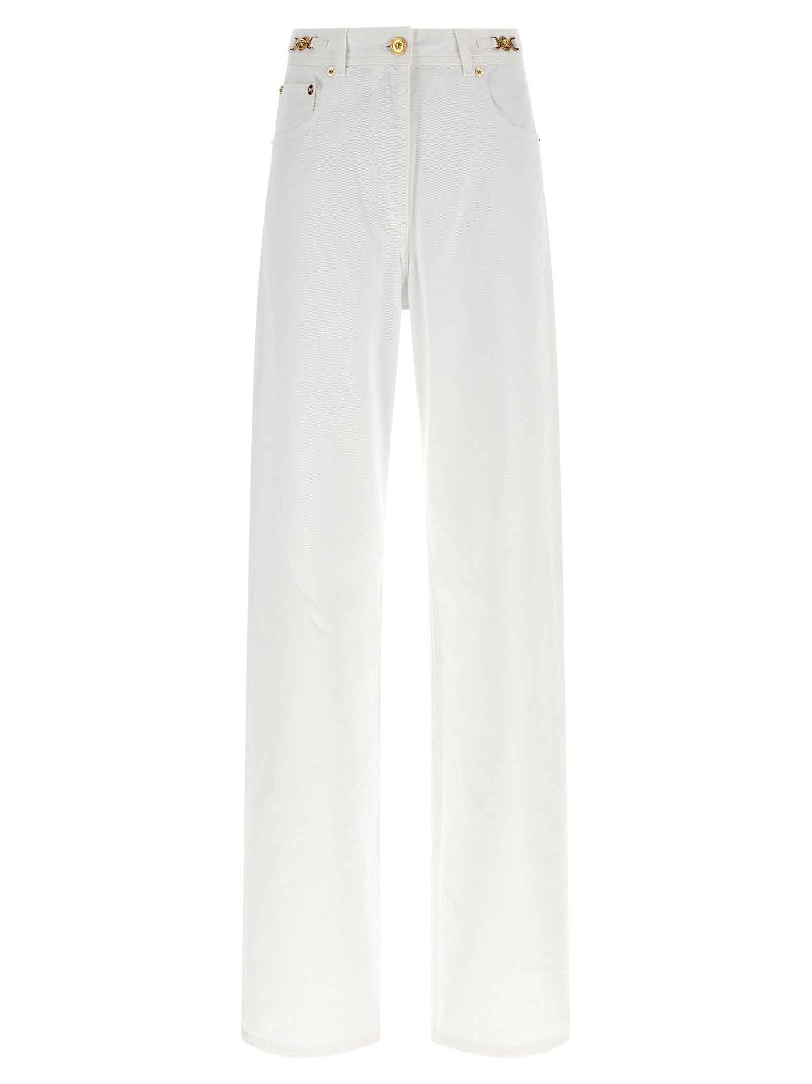 Versace White Cotton Straight-Leg Jeans