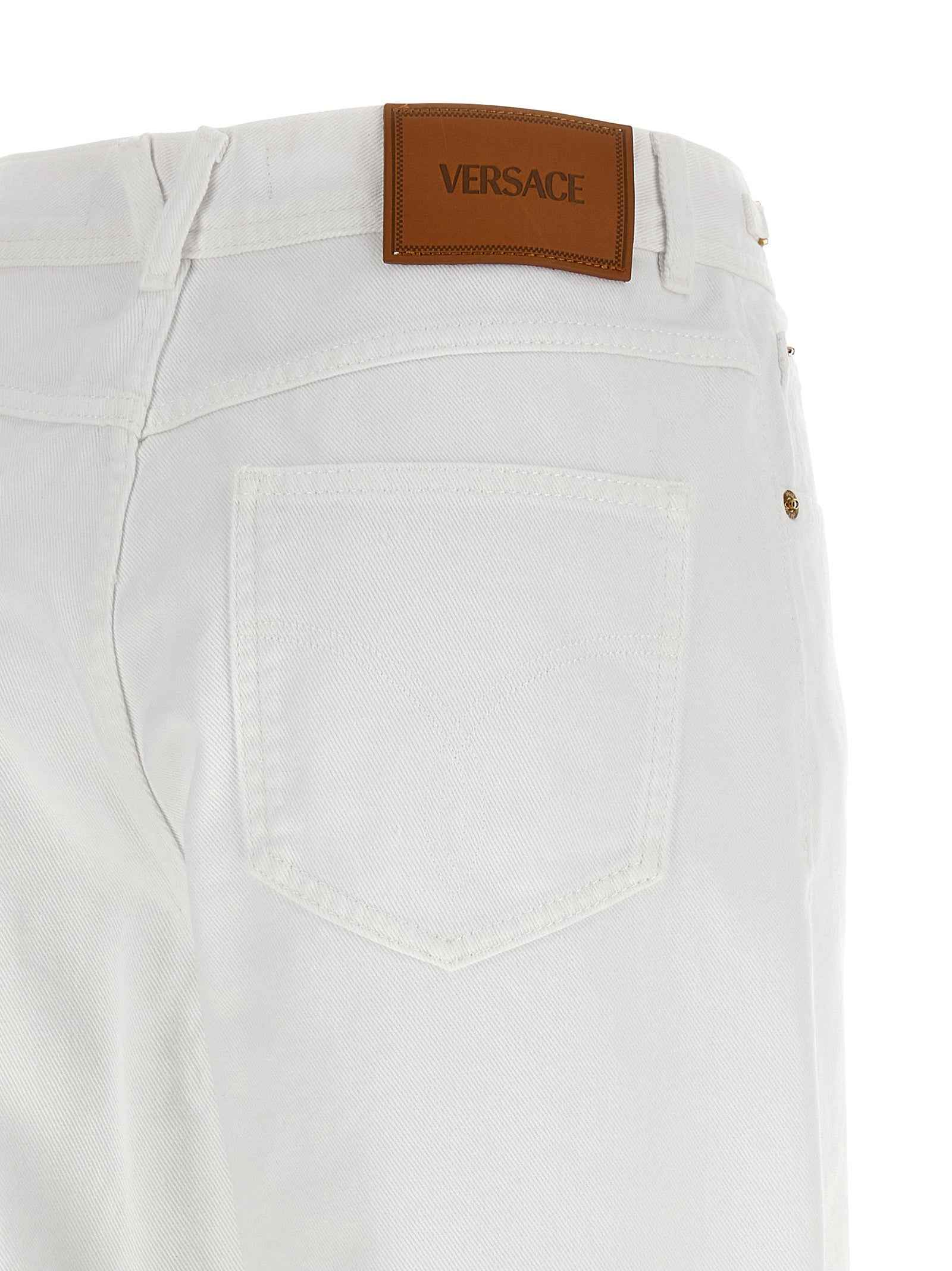 Versace White Cotton Straight-Leg Jeans