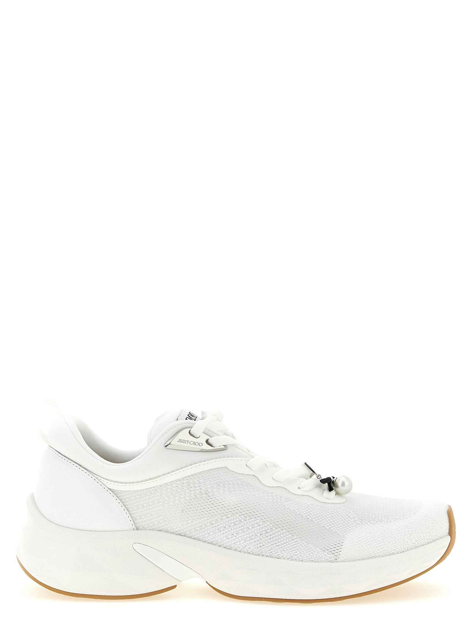 Jimmy Choo White Tencel Athletic Sneakers