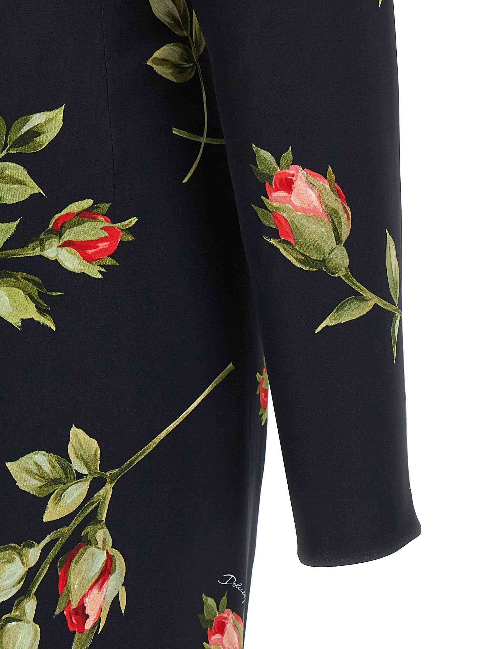 Dolce & Gabbana Black Viscose Midi Dress