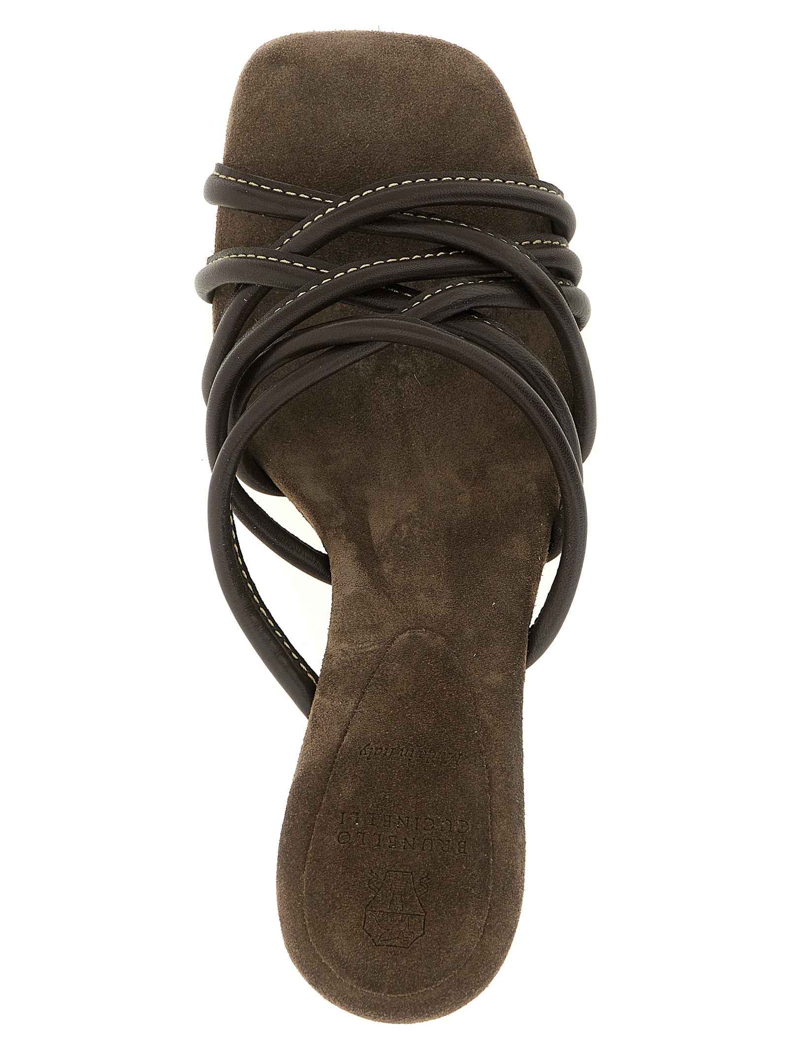 Brunello Cucinelli Brown Leather Stiletto Heel Sandals