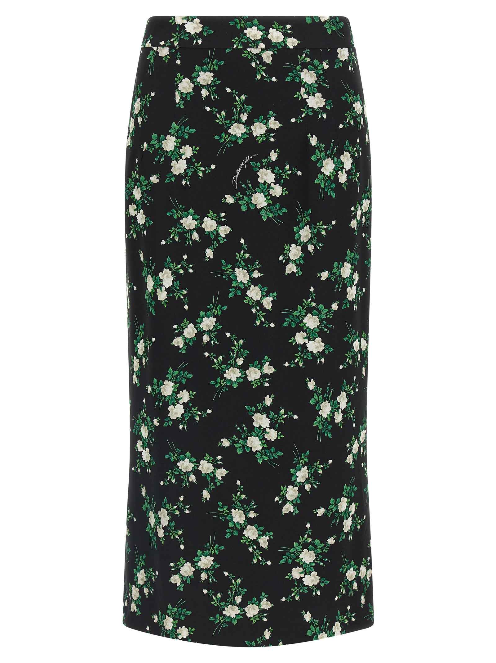 Dolce & Gabbana Black Silk Midi Skirt