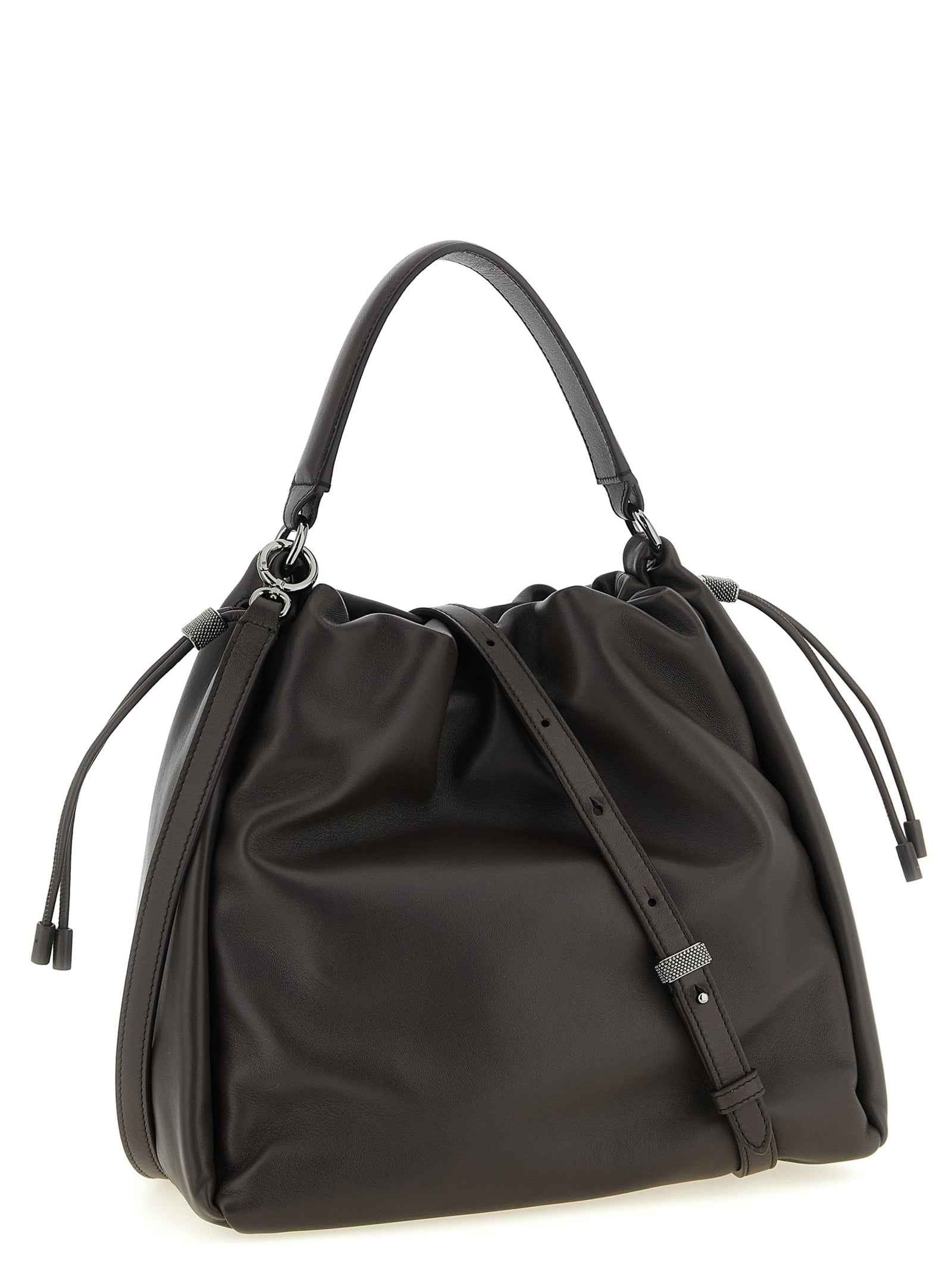 Brunello Cucinelli Brown Lamb Leather Handbag