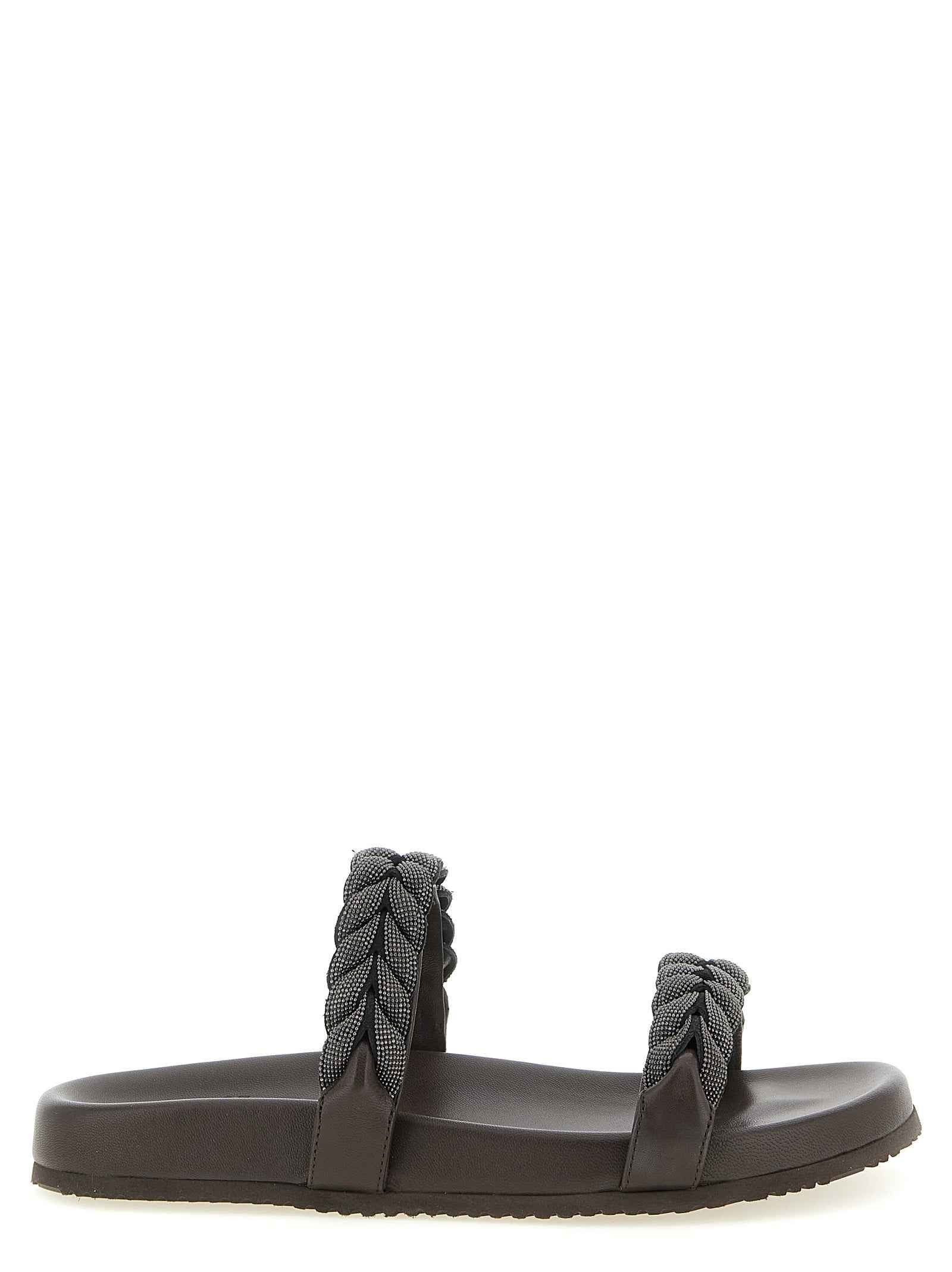 Brunello Cucinelli Brown Leather Slides