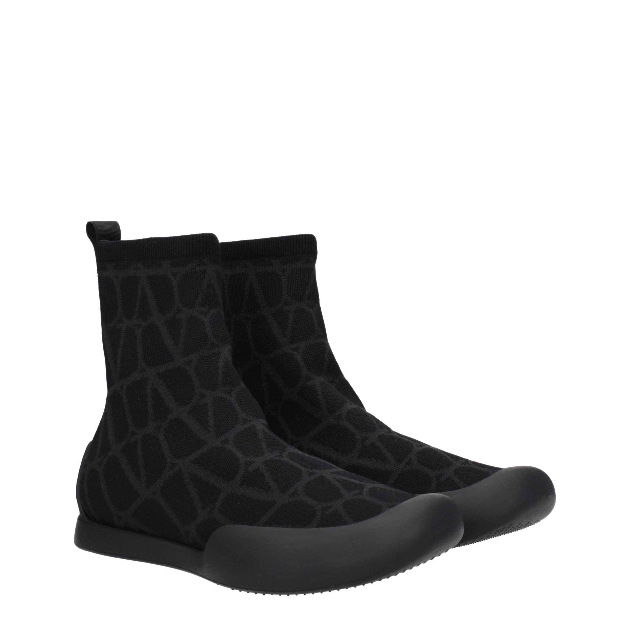 Valentino Garavani Black Fabric High Top Sneakers