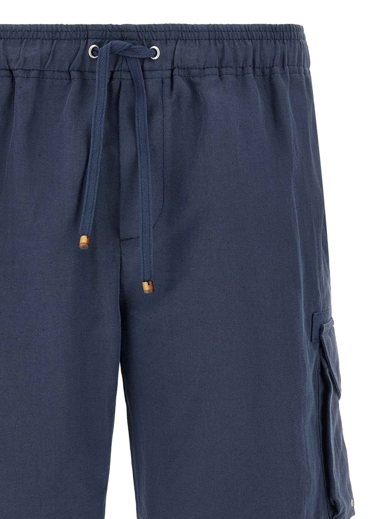 Brunello Cucinelli Blue Linen Bermuda Shorts