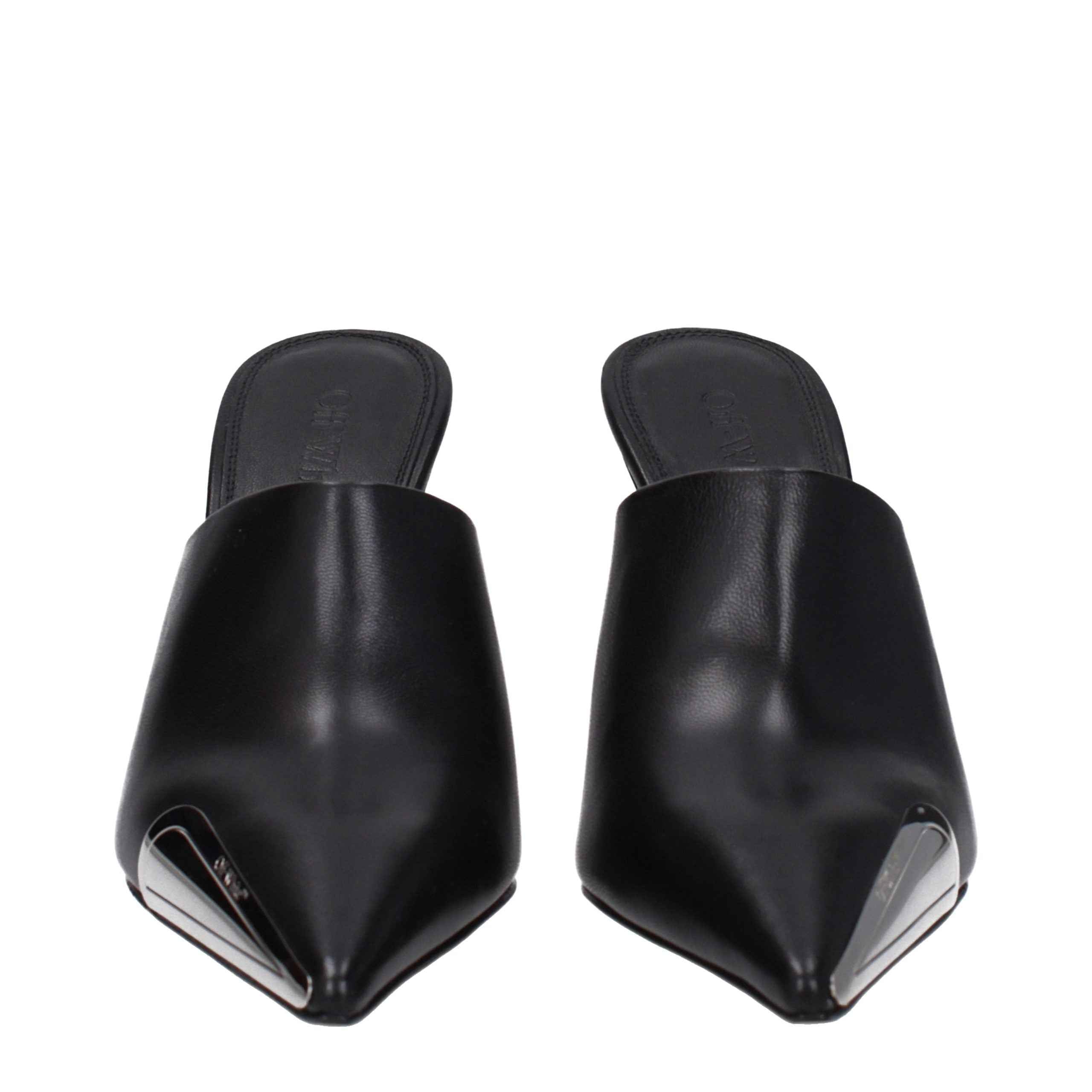 Off-White Black Leather High Heel Pumps