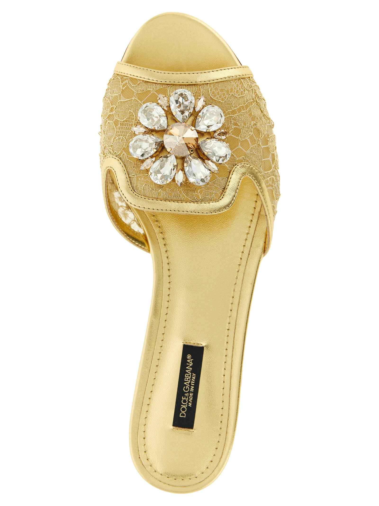 Dolce & Gabbana Gold Polyamide Slides