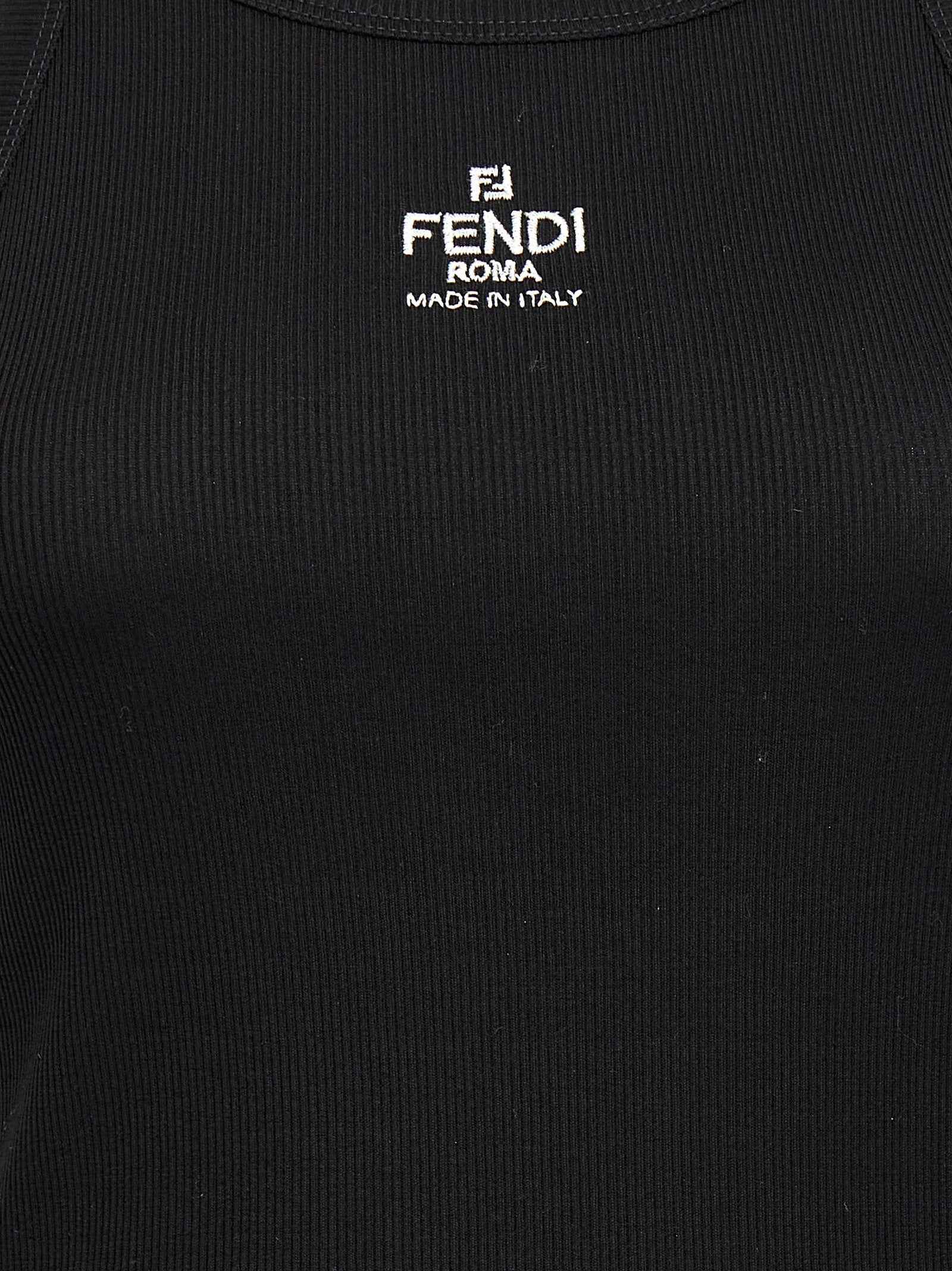 Fendi Black Cotton Sleeveles T-Shirt