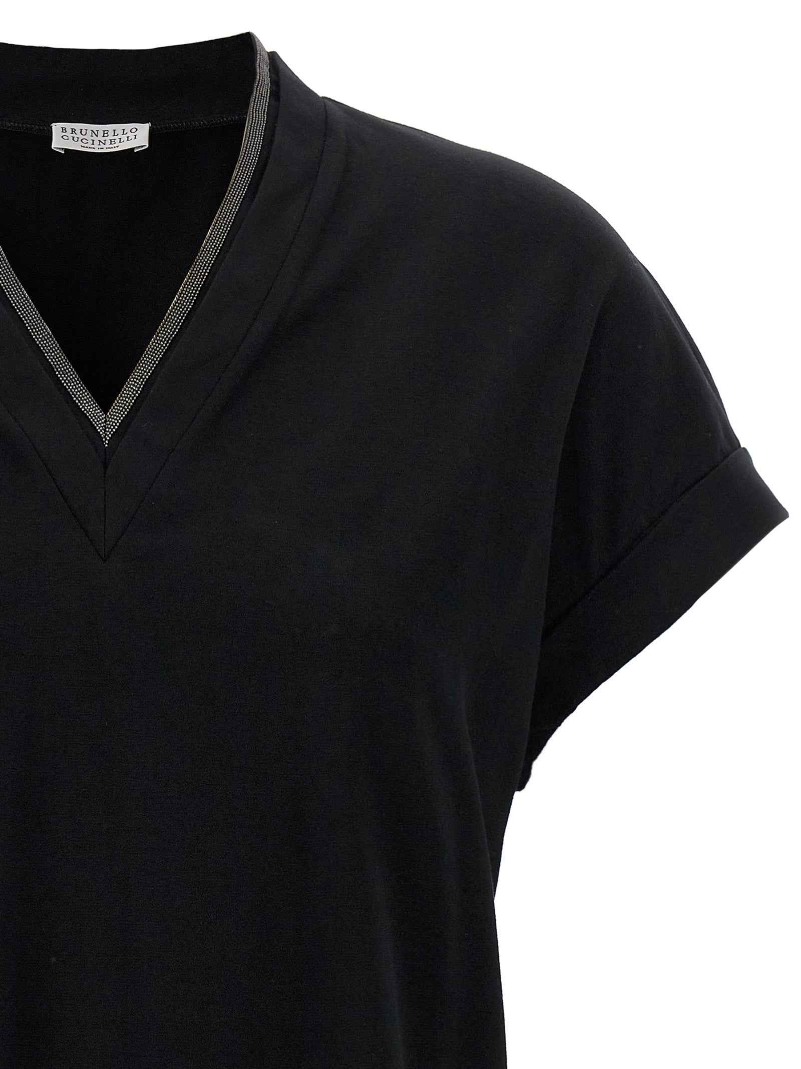 Brunello Cucinelli Black Cotton T-Shirt
