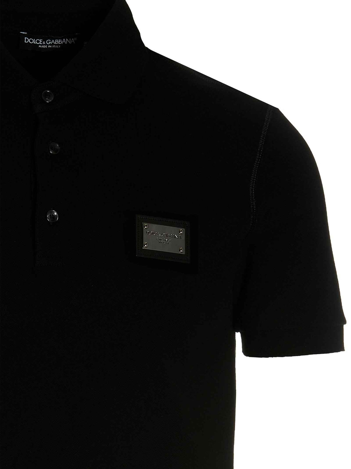 Dolce & Gabbana Black Cotton Polo Shirt