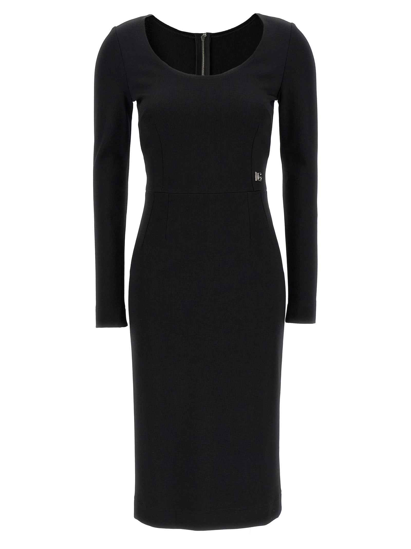 Dolce & Gabbana Black Viscose Midi Dress