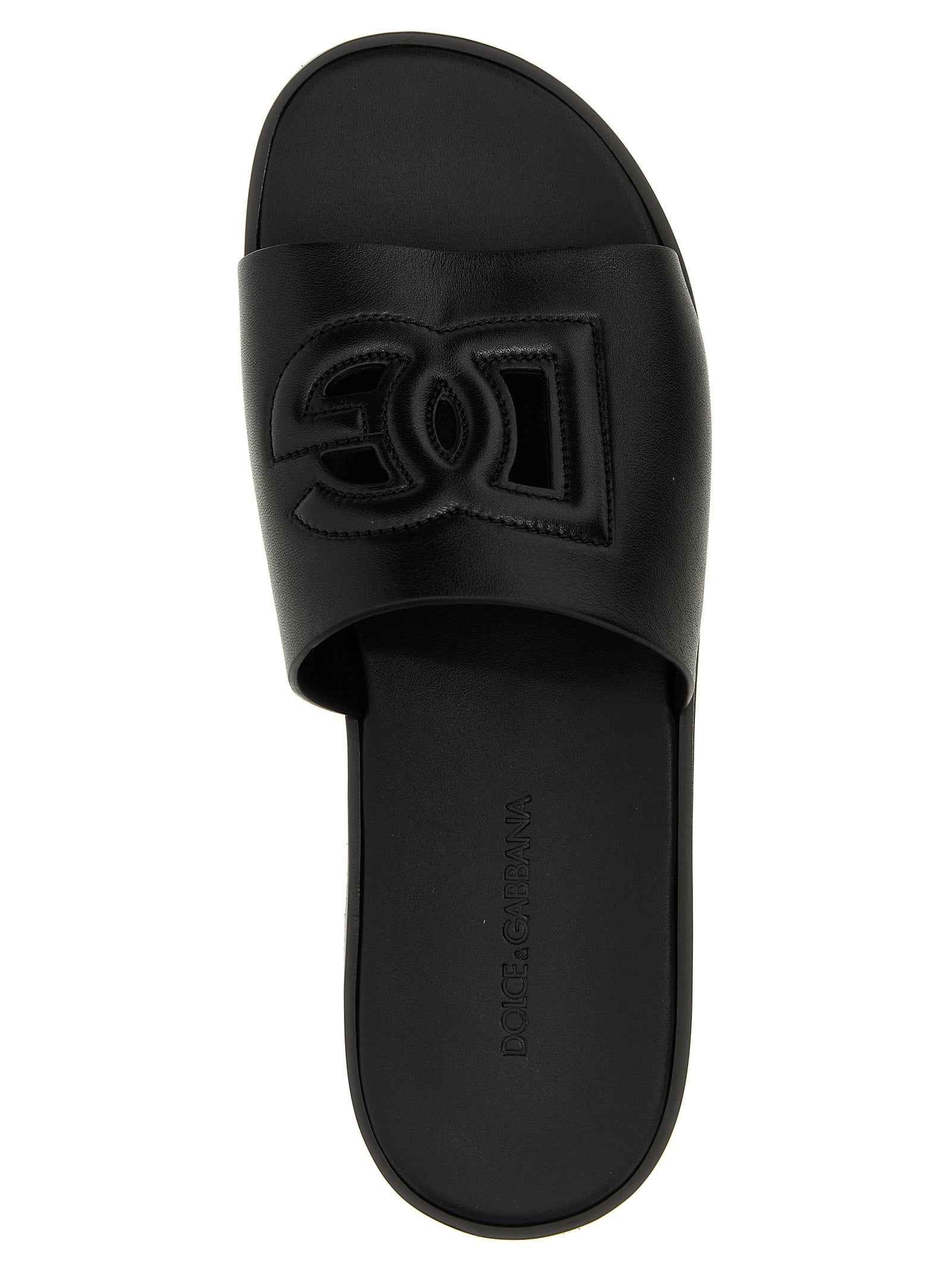 Dolce & Gabbana Black Leather Slides