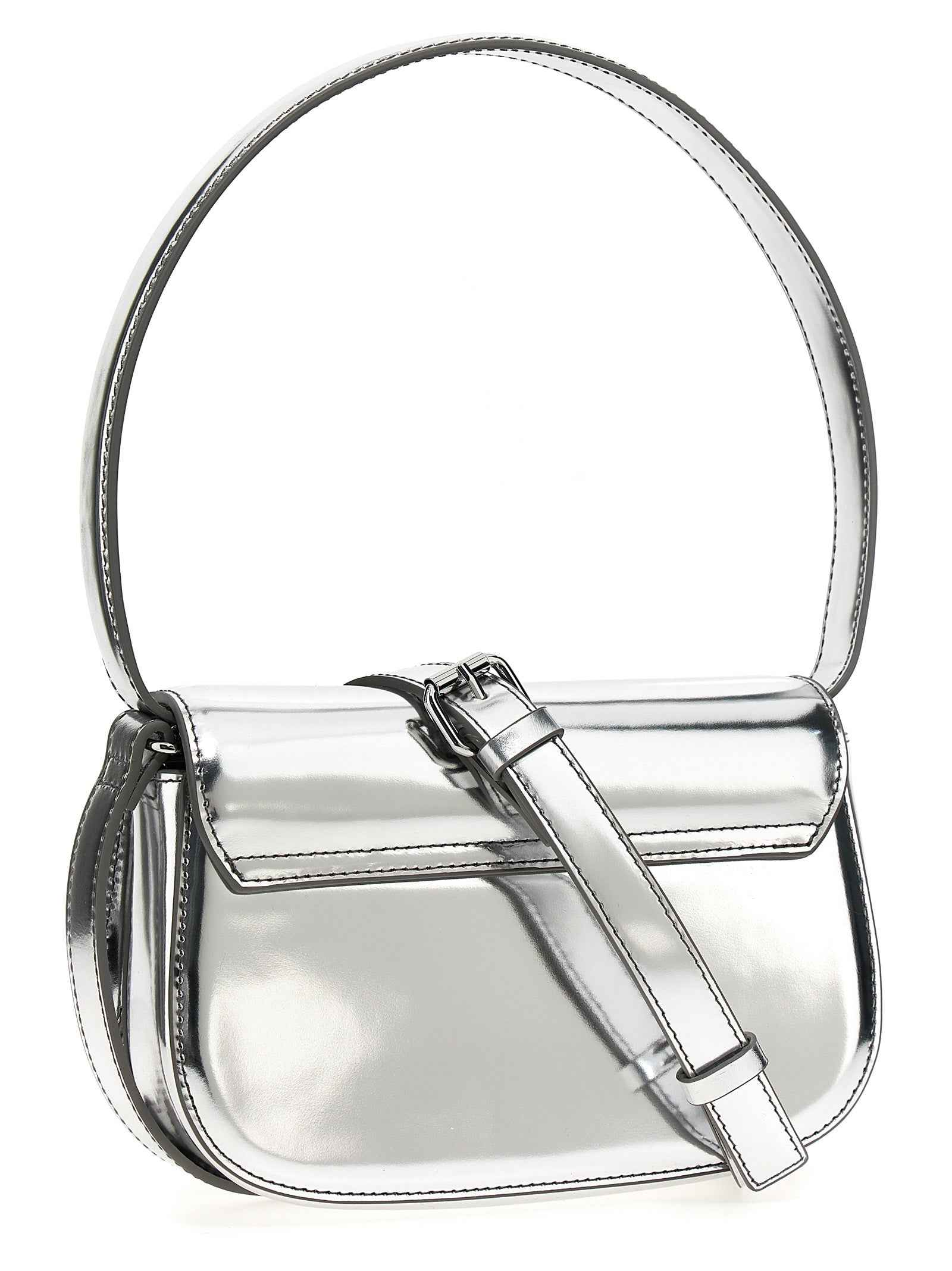 Diesel Silver Cowhide Shoulder Bag
