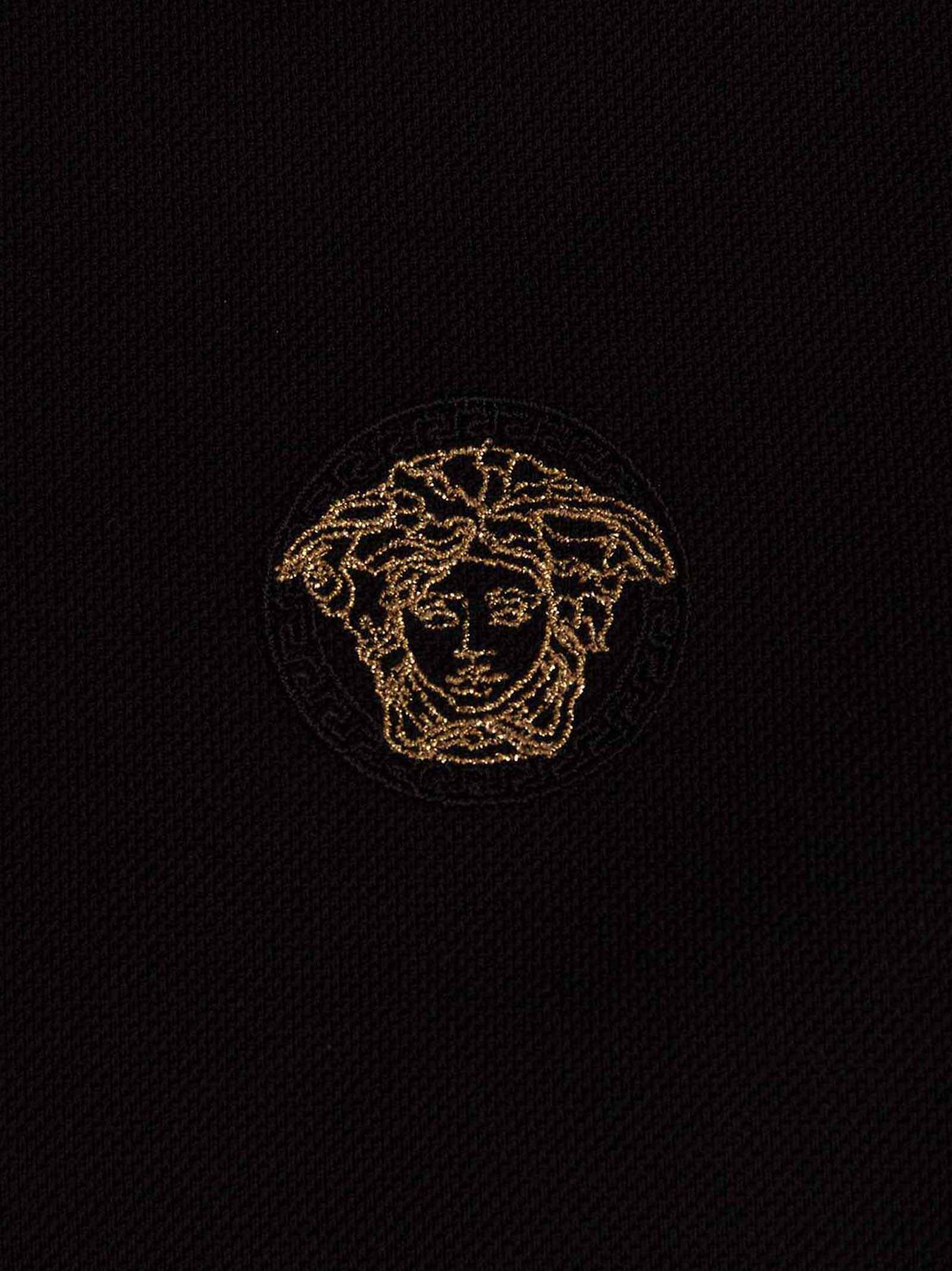 Versace Black Cotton Polo Shirt