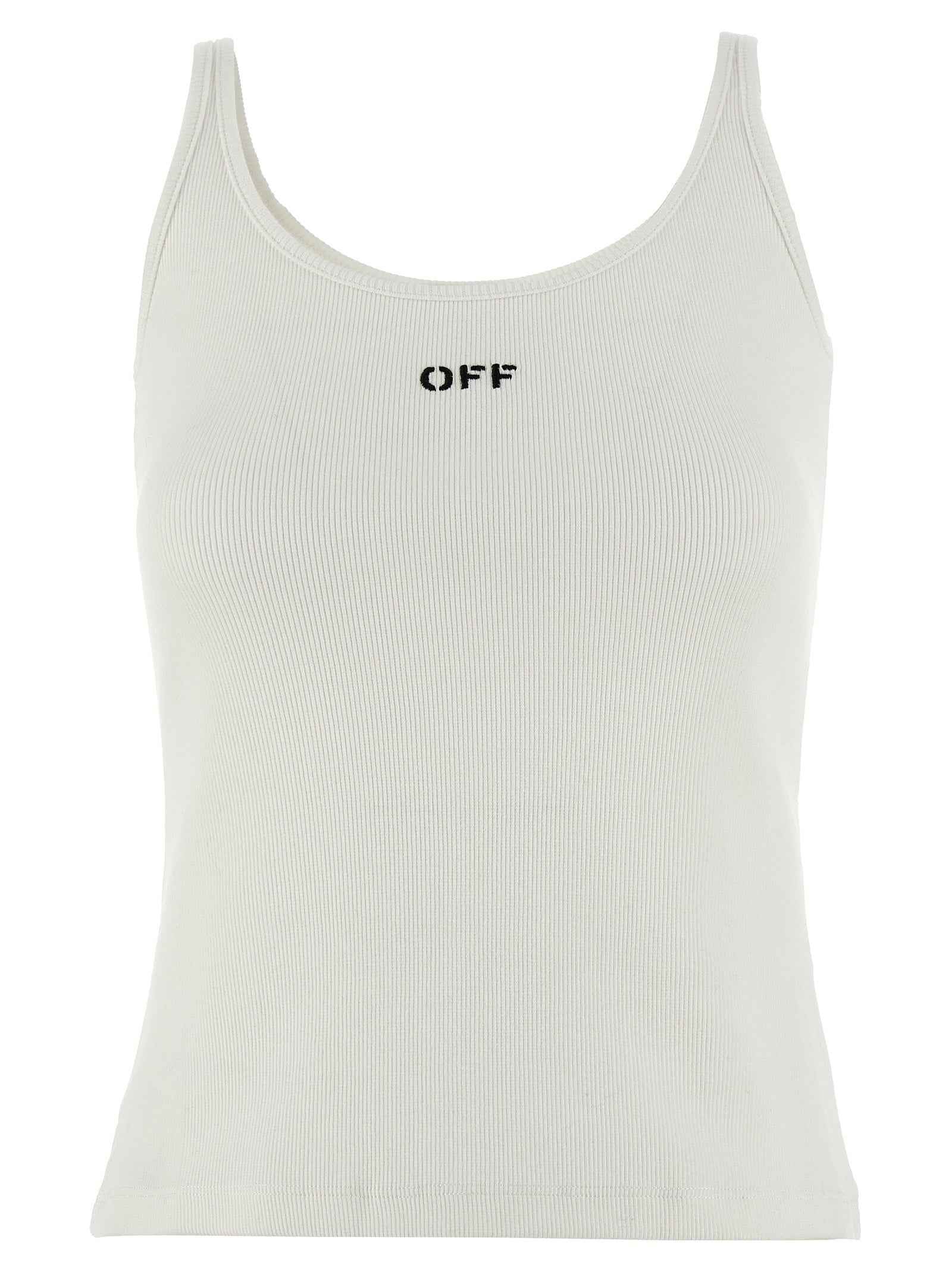 Off-White White Cotton Sleeveles T-Shirt