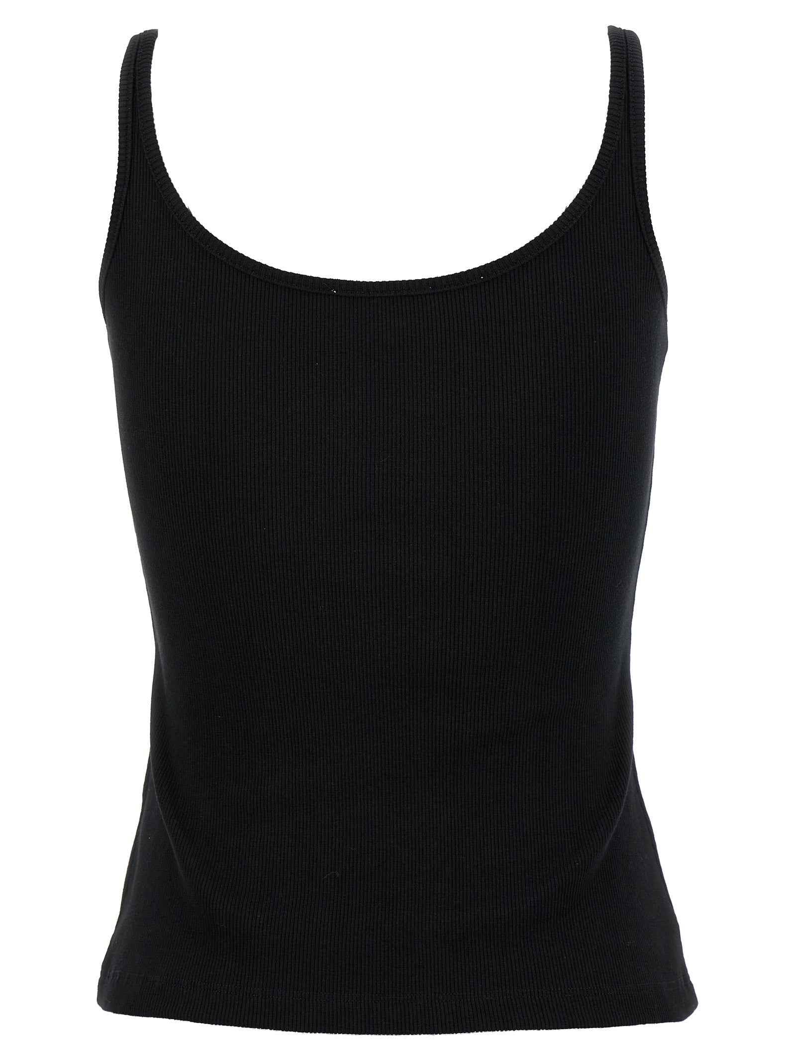 Off-White Black Cotton Sleeveles T-Shirt