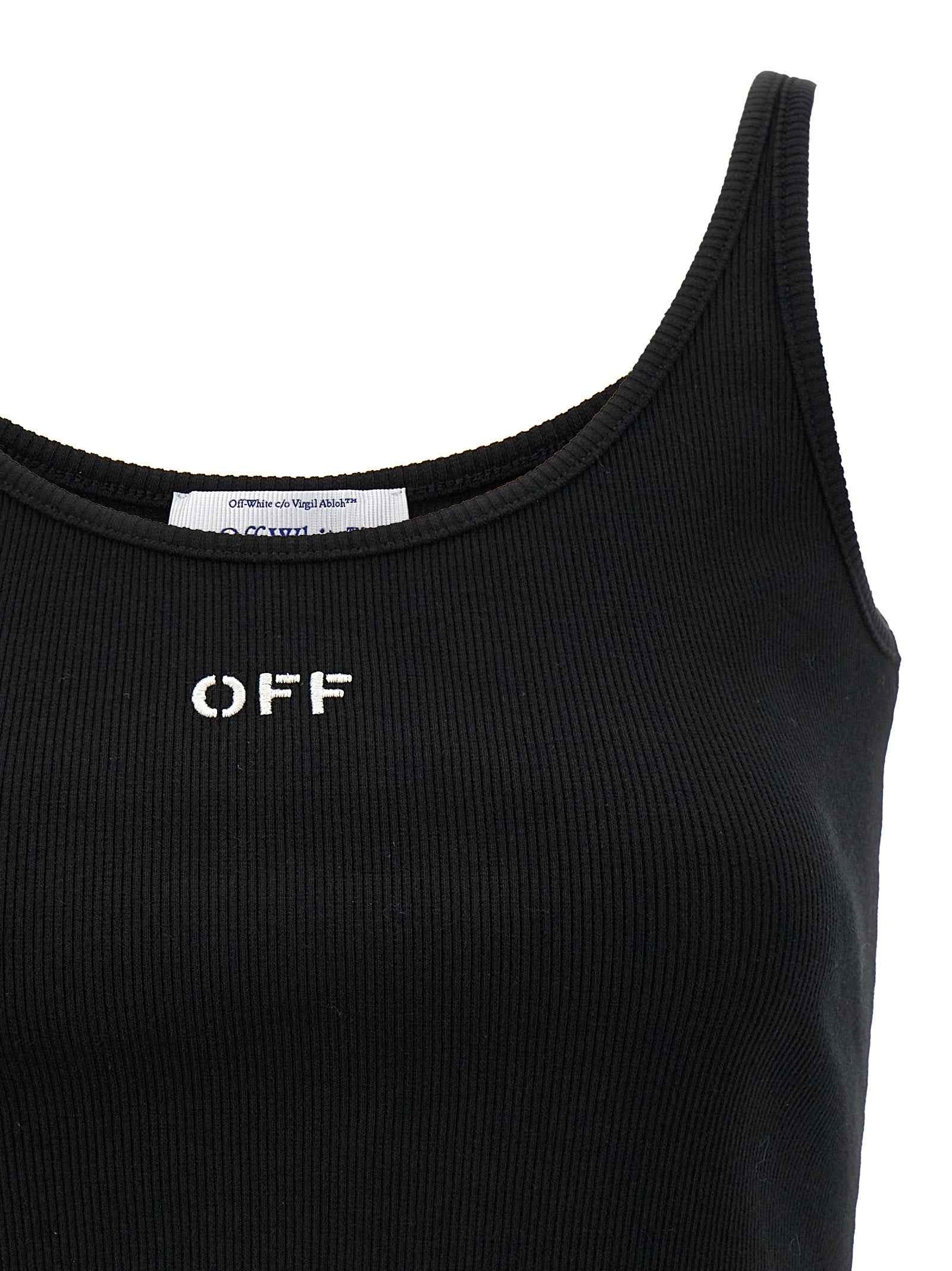Off-White Black Cotton Sleeveles T-Shirt