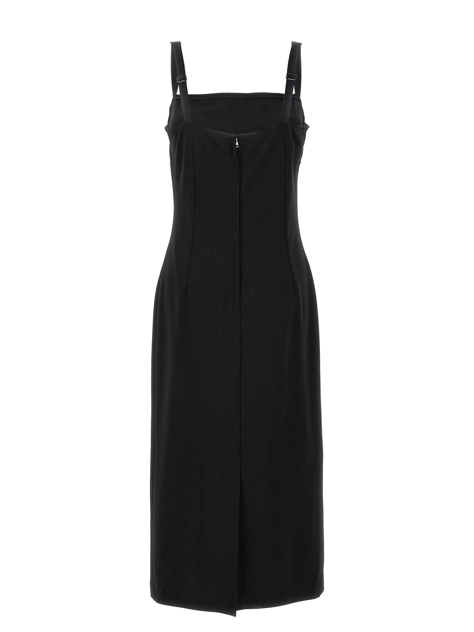 Dolce & Gabbana Black Viscose Midi Dress
