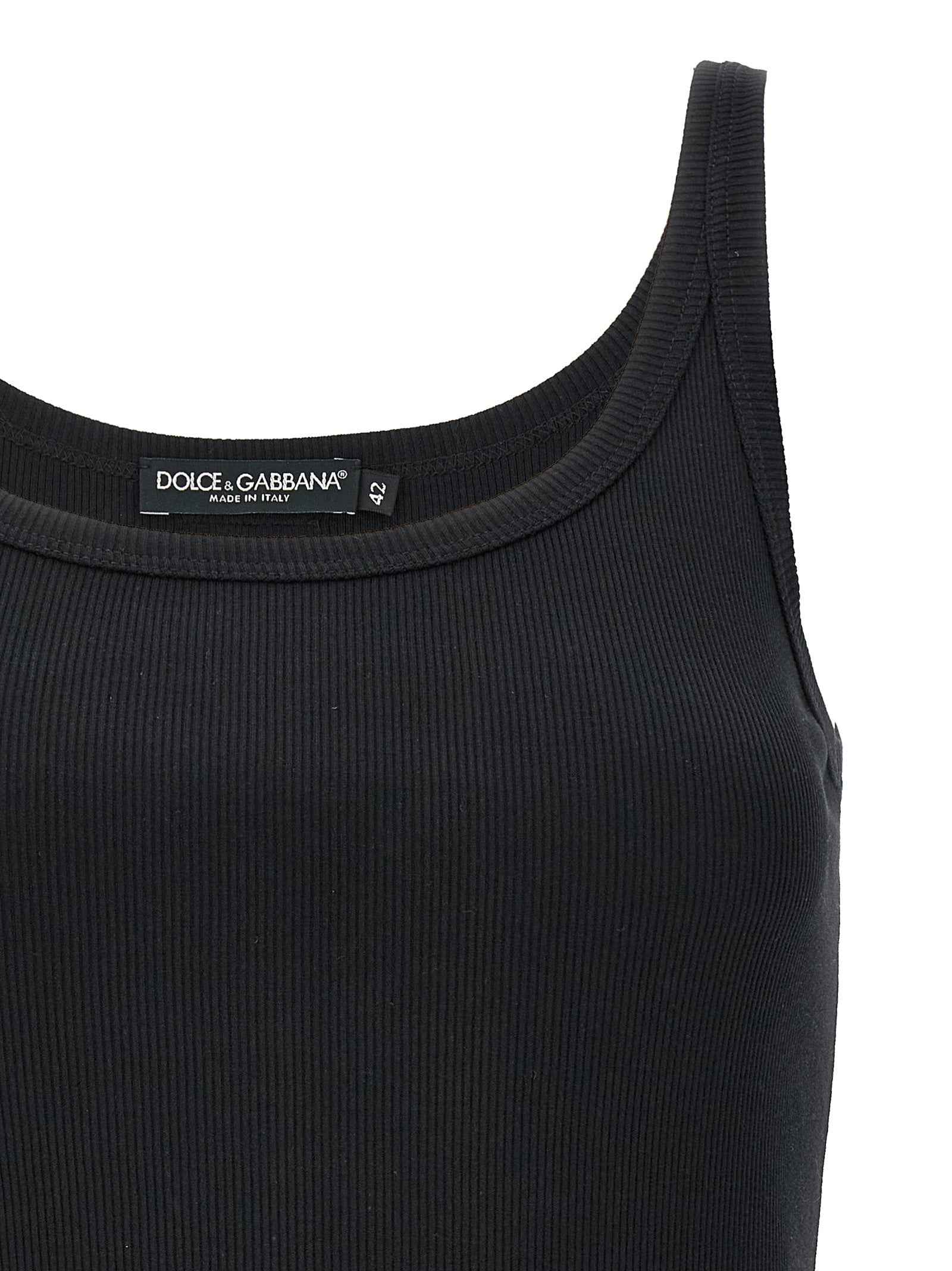 Dolce & Gabbana Black Cotton Tank Tops