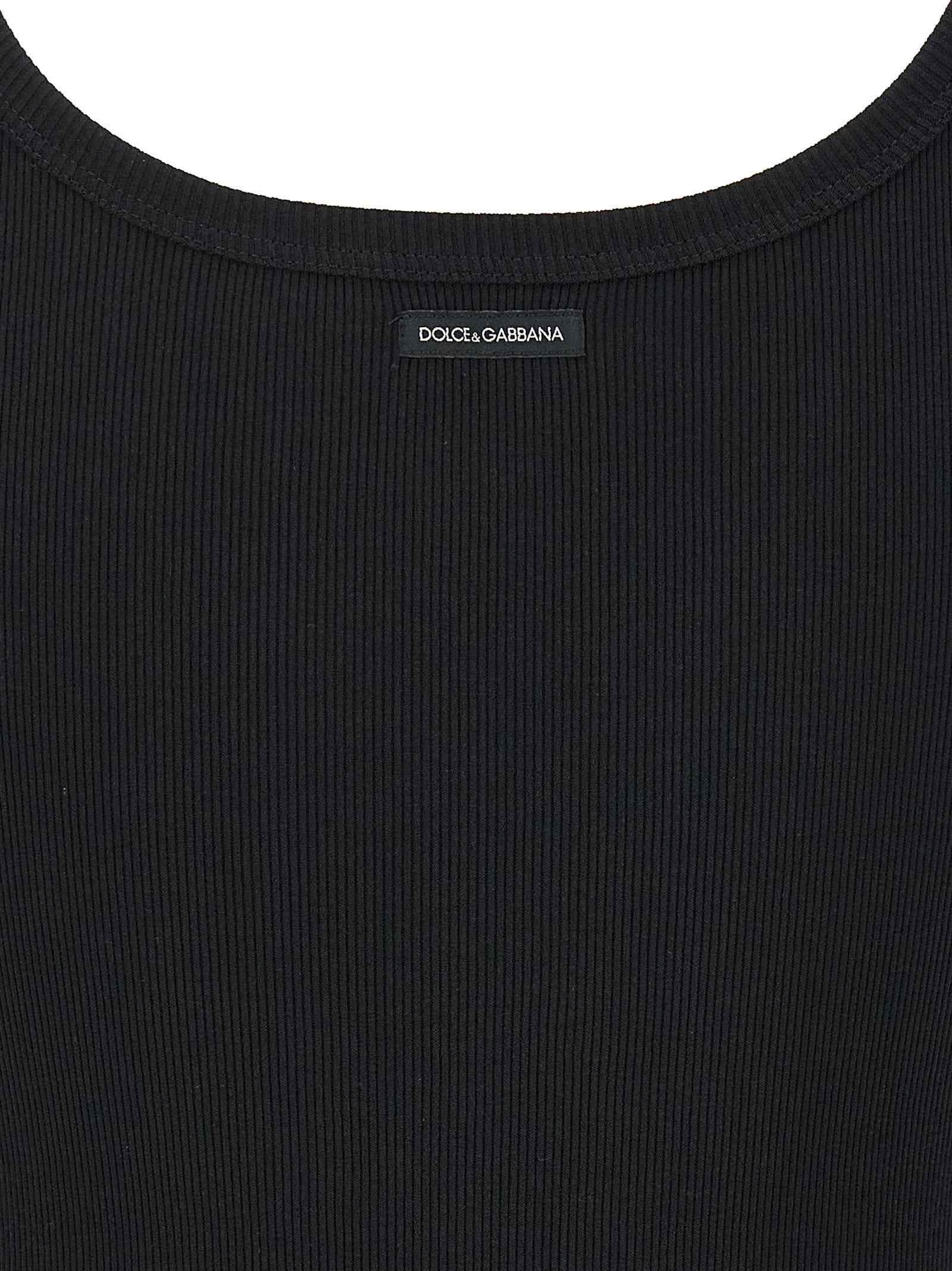 Dolce & Gabbana Black Cotton Tank Tops